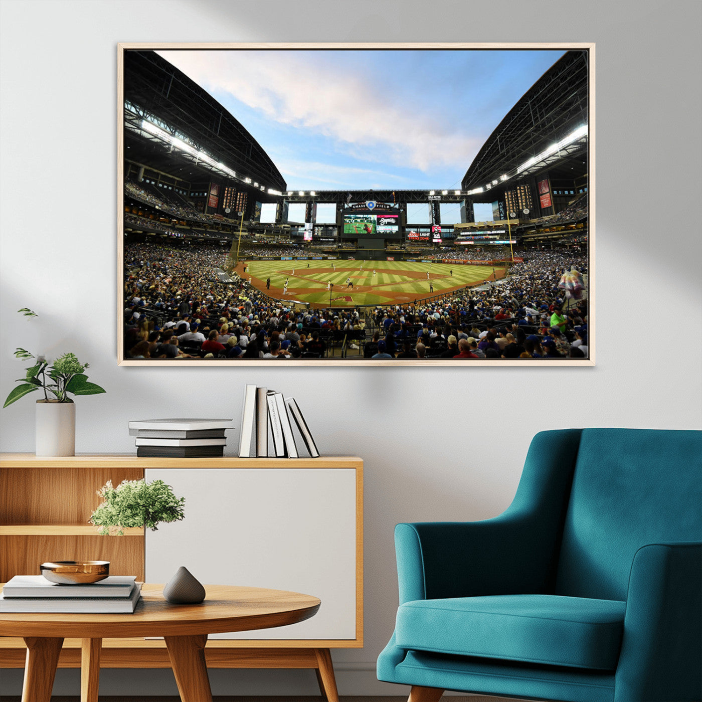 92672-MGV-FC-36X24_Natural-Chase Field Stadium Wall Art Canvas Print, Framed Arizona Stadium Art Picture Print, Chase Stadium Perfect Sports Room Decor