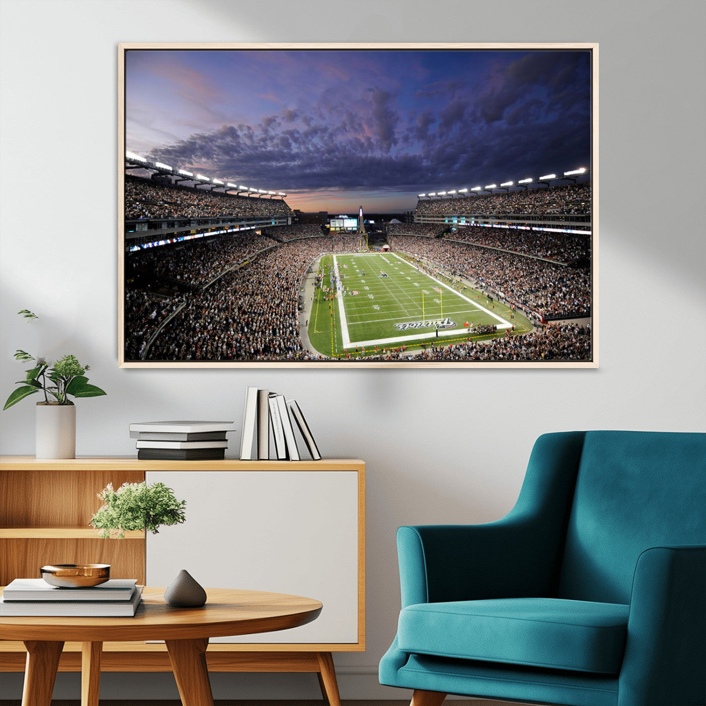 52712-MGV-CV-36X24-Gillette Stadium Field Wall Art Canvas Print, Framed Massachusetts Stadium Art Picture Print, Gillette Stadium Perfect Sport Room