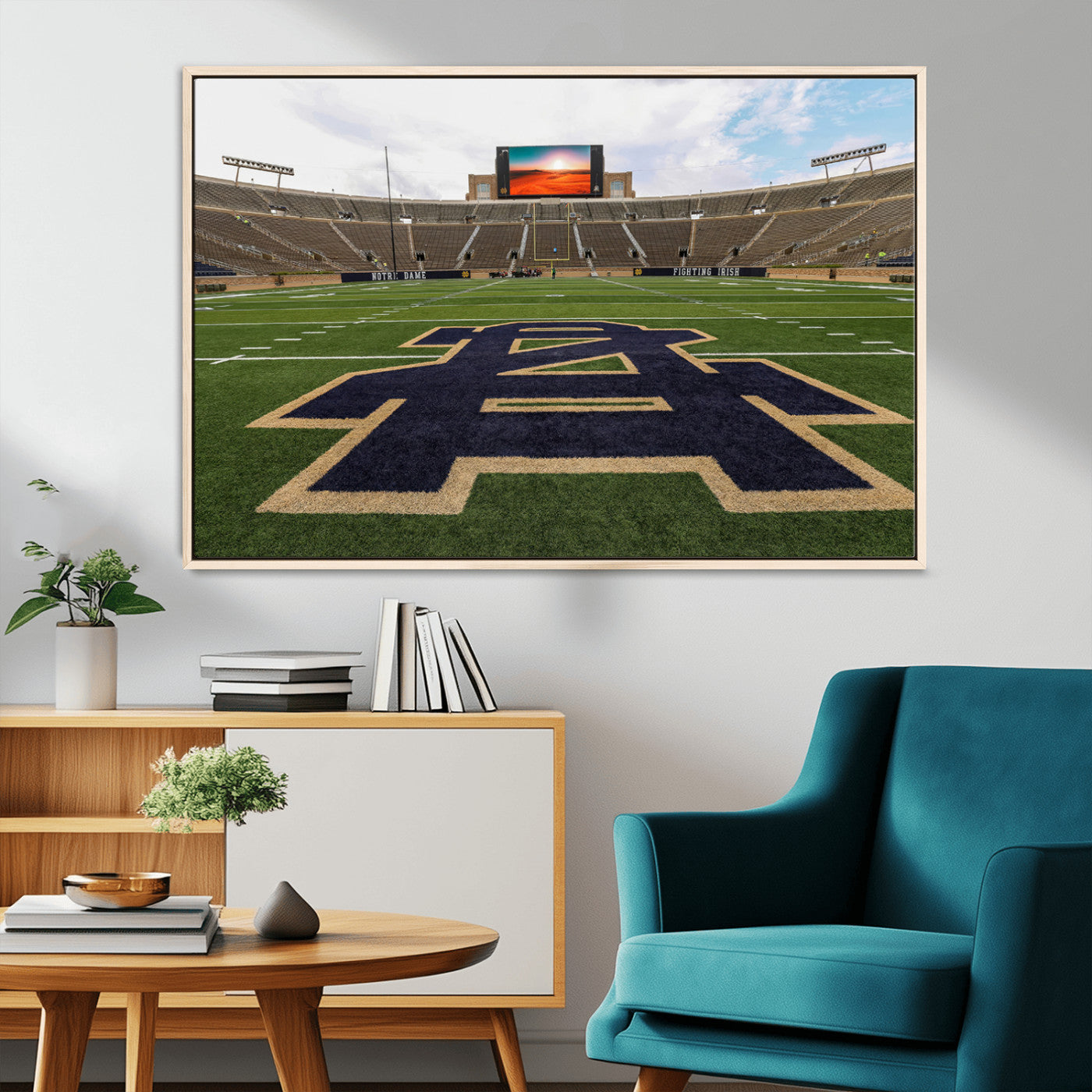 52835-MGV-CV-36X24-Notre Dame Stadium Wall Art Canvas Print, Framed Indiana Stadium Art Picture Print, Notre Dame Field Perfect Sport Room Decor