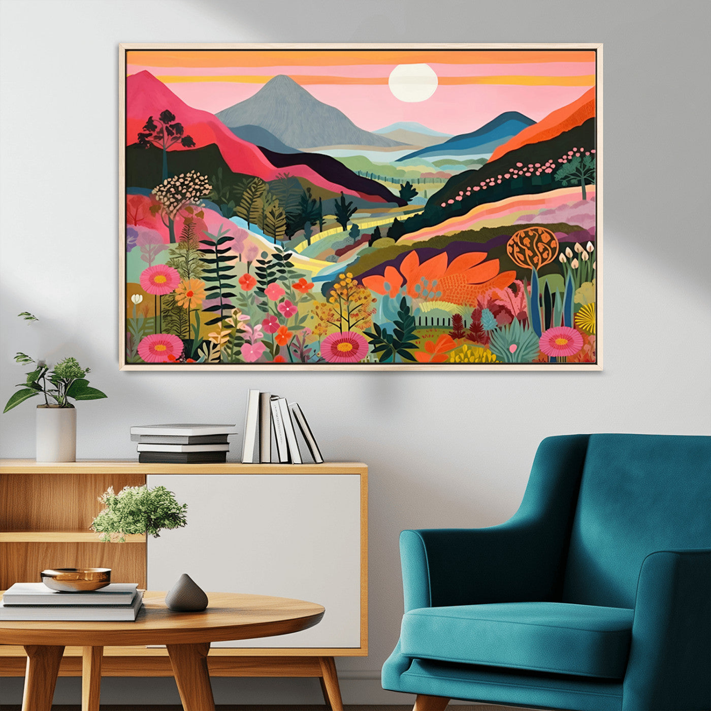 61376-MGV-CV-36X24-Floral Valley Wall Art – Panoramic Mountain Landscape Canvas Print, Vibrant Nature Decor for Living Room, Office, or Bedroom