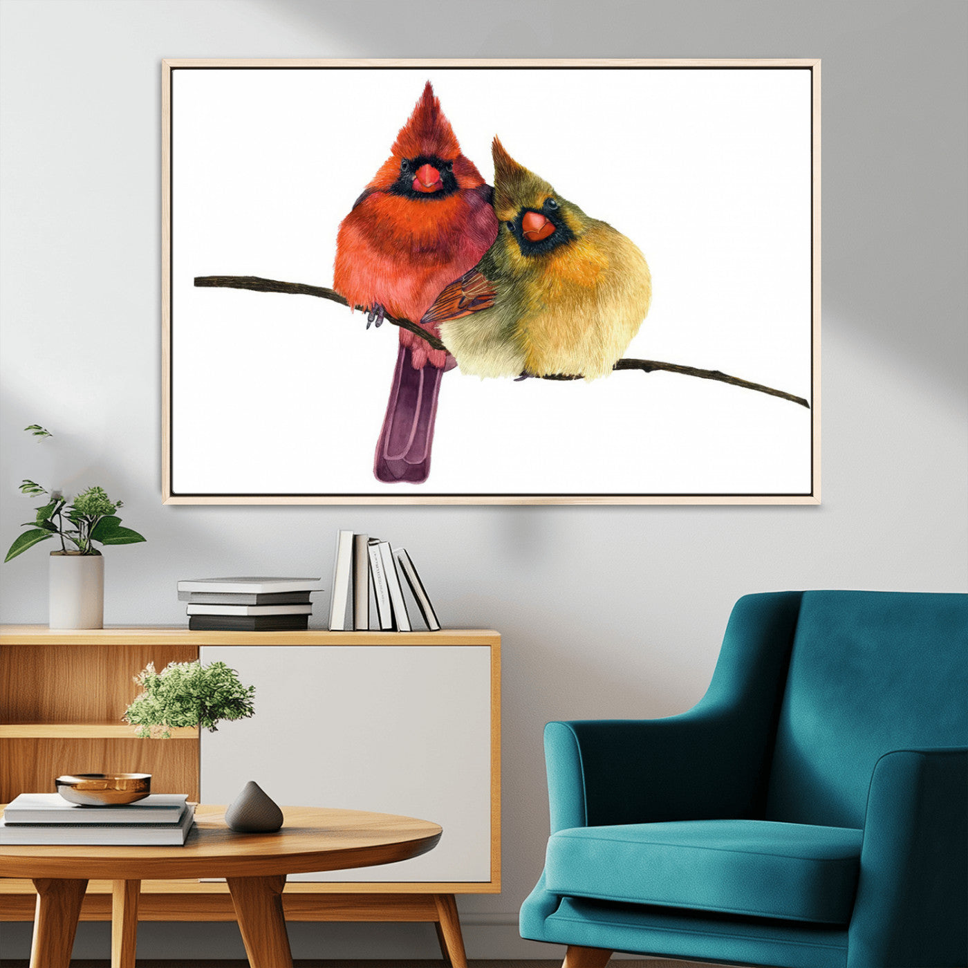 67752-MGV-CV-36X24-Cardinal Couple Wall Art – Male and Female Cardinal Canvas Print, Romantic Bird Artwork for Nature Lovers, Living Room, Bedroom,