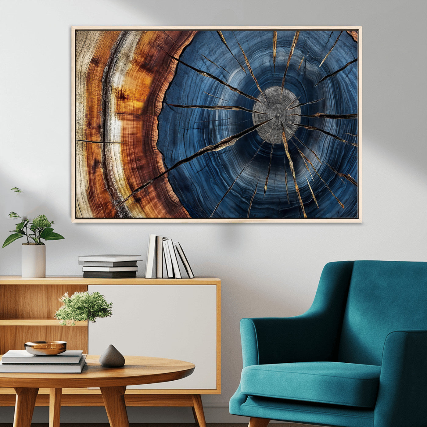 45268471-MGV-FC-36X24_Natural-Rustic Tree Ring Wall Art – Natural Wood Texture Canvas Print, Abstract Tree Stump Farmhouse Decor for Log Cabin, Wooden House or