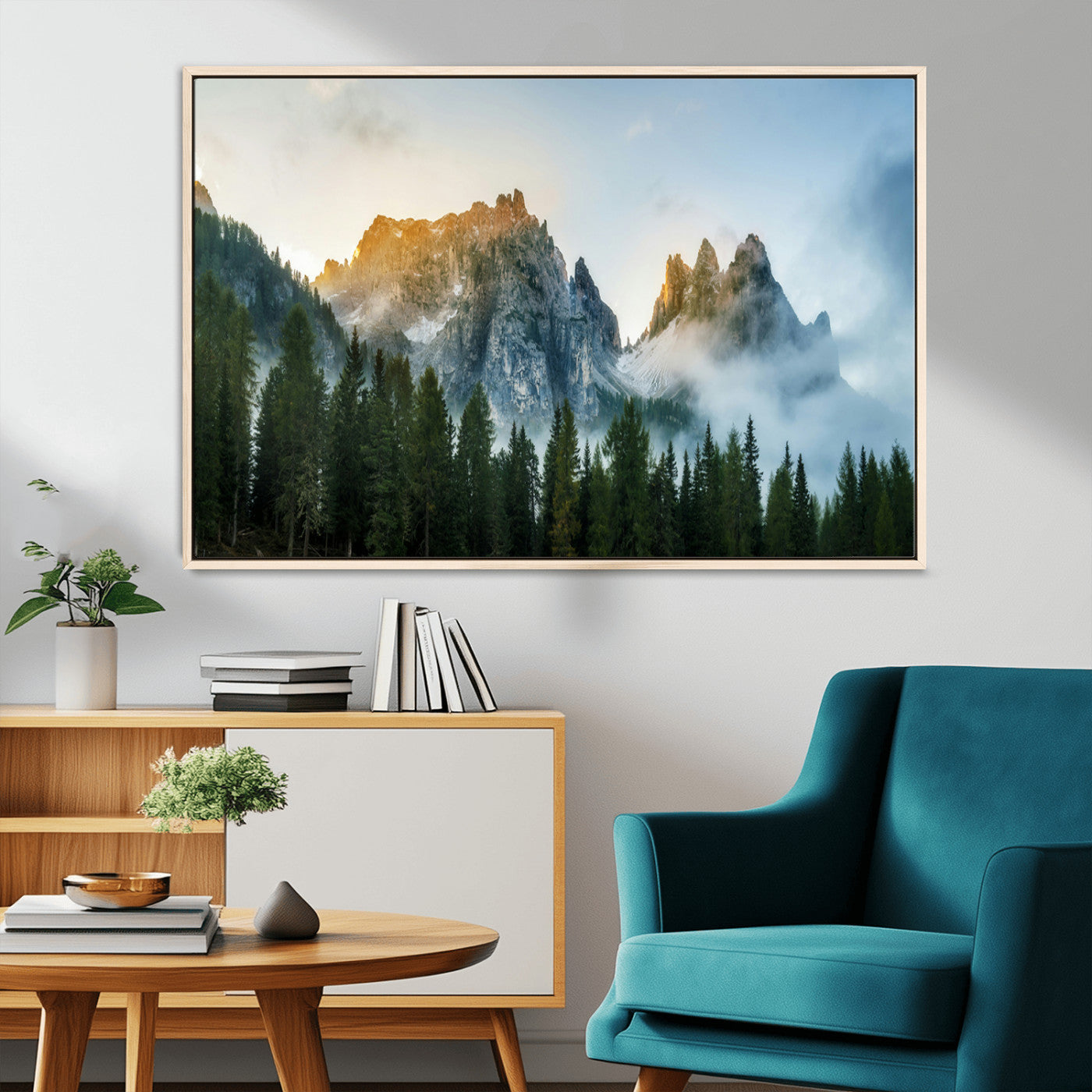21145440-MGV-CV-36X24-Wilderness Wall Art Wall Art Canvas Print, Framed Nature Landscape Decor Art Picture Print, Misty Forest Photography Perfect