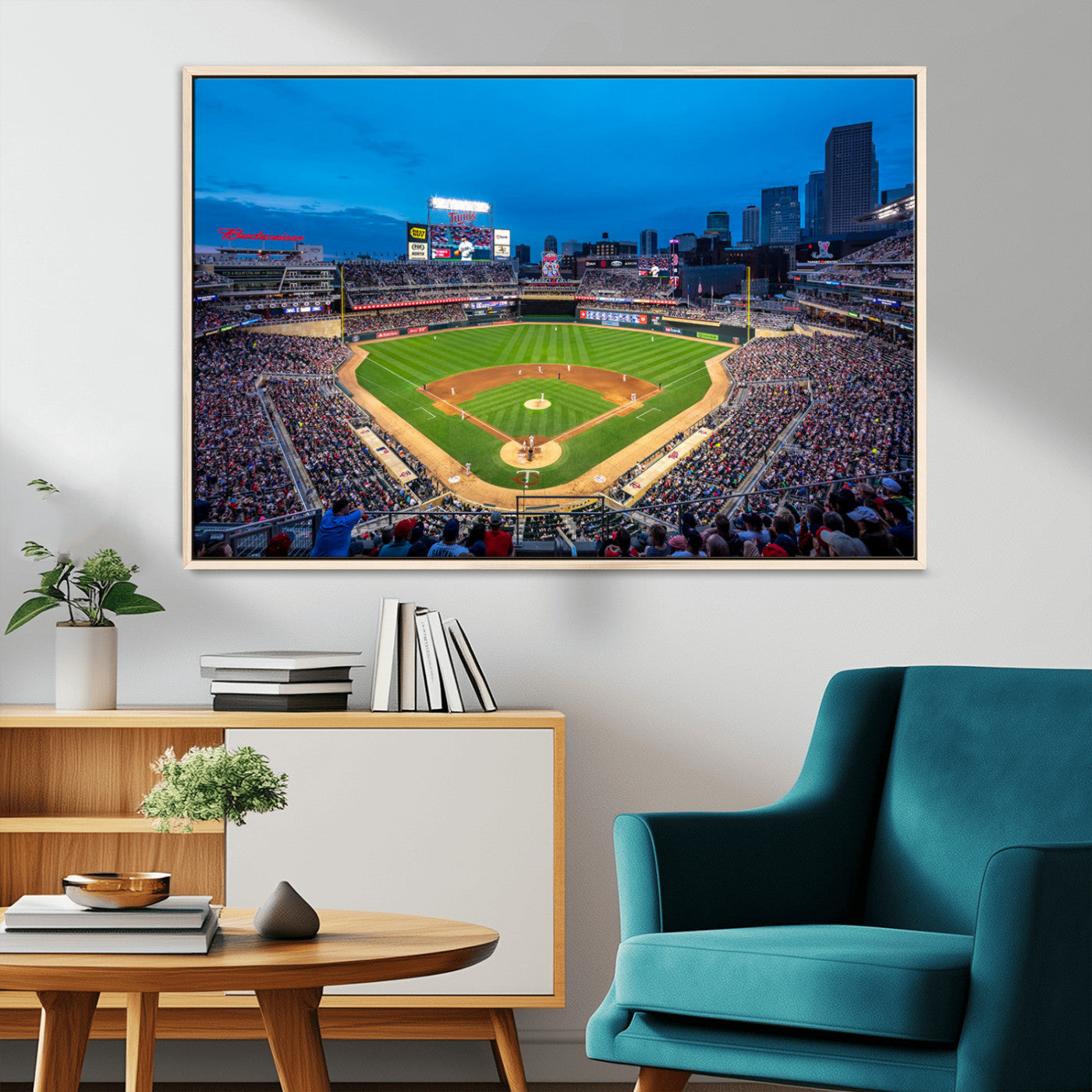 77273035-MGV-CV-36X24-Baseball Stadium Wall Art – Panoramic Evening Game Canvas Print, Sports Fan Decor for Man Cave, Office, Bar, or Living Room
