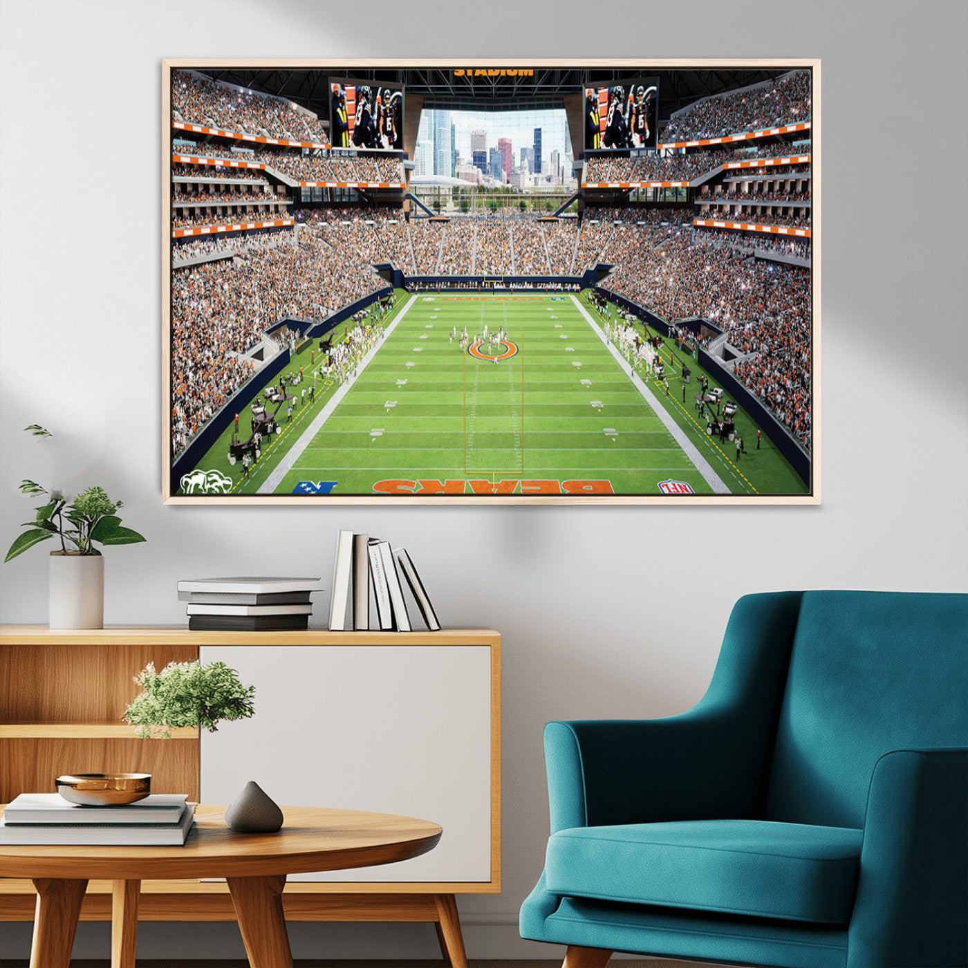 76935553-MGV-CV-36X24-Football Stadium Wall Art – Panoramic Game Day Canvas Print, Sports Decor for Man Cave, Office, Bar, or Living Room