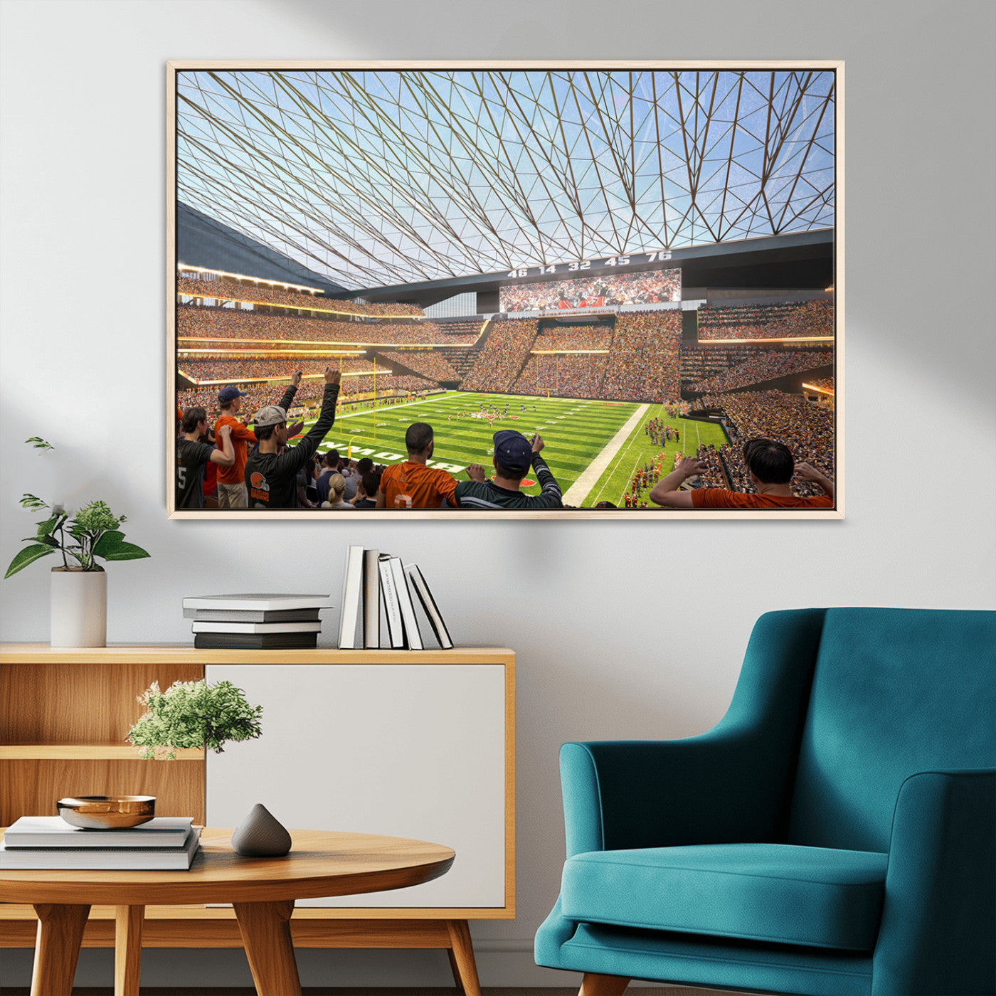 81960112-MGV-CV-36X24-Futuristic Football Stadium Wall Art – Modern Dome Arena Canvas Print, Chicago Bears Concept Design Sports Decor for Man Cave or