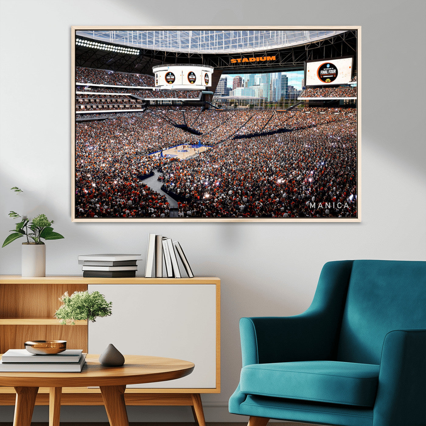 38616413-MGV-CV-36X24-Chicago Dome Stadium Wall Art – Futuristic Basketball Final Four Arena Canvas Print, Modern Sports Fan Decor for Man Cave or
