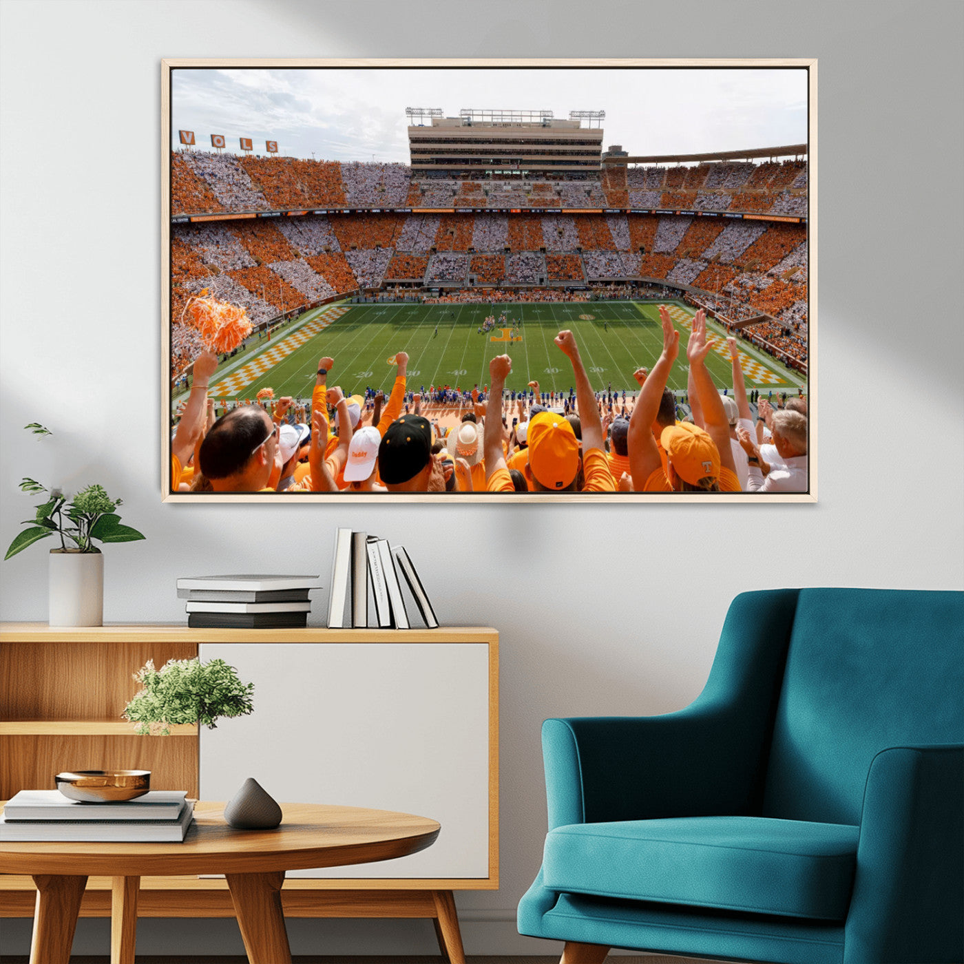 76011417-MGV-CV-36X24-Neyland Stadium Wall Art – Panoramic Tennessee Volunteers Checkerboard Crowd Canvas Print, Day Game Football Celebration Sports