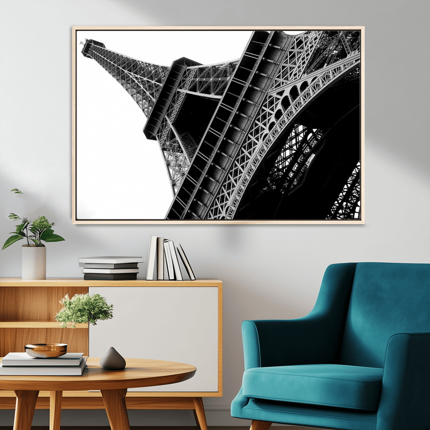 89033-MGV-CV-36X24-Eiffel Tower Wall Art – Dramatic Black and White Architectural Canvas Print, Modern Paris Decor for Office, Living Room or