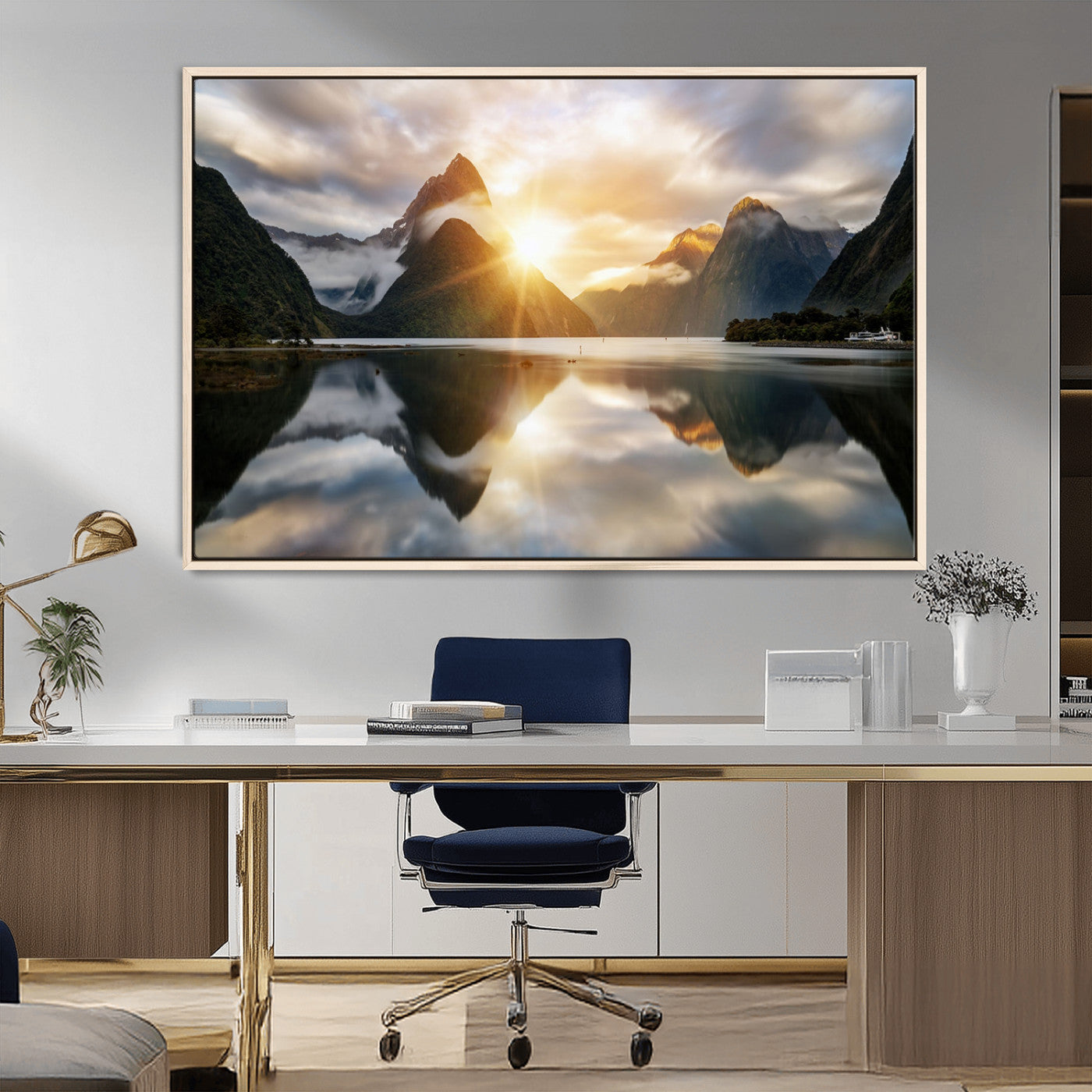 78842-MGV-FC-36X24_Natural-Sunrise Mountain Reflection Wall Art – Stunning Nature Landscape Canvas Print for Home, Office, Living Room or Relaxing Space