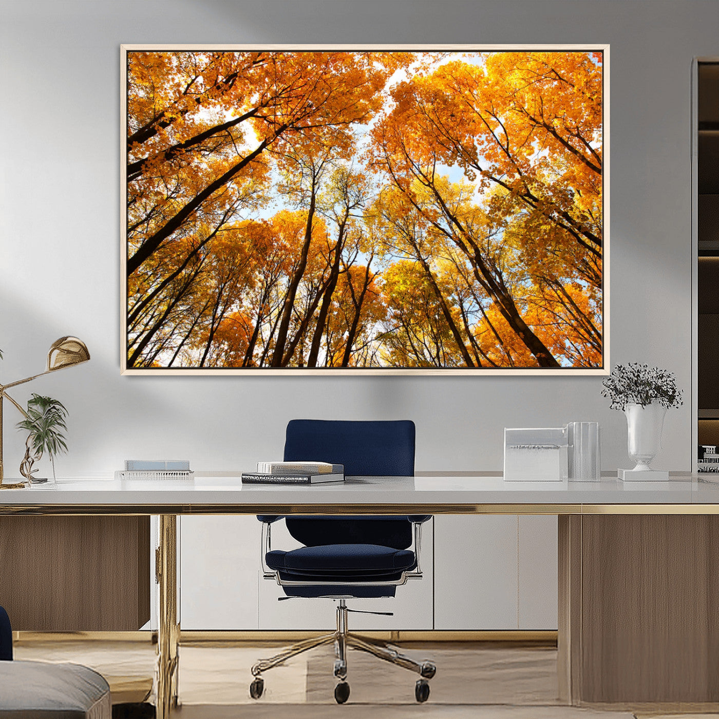 11823-MGV-CV-36X24-Golden Autumn Tree Canopy Wall Art – Stunning Fall Forest Leaves Print, Warm Seasonal Nature Decor for Home, Office or Cabin