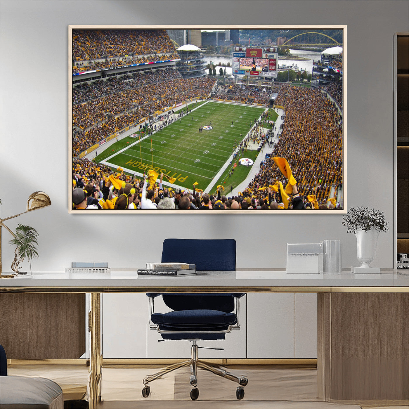 51419-MGV-FC-36X24_Natural-Heinz Field Wall Art Canvas Print, Framed Pittsburgh Stadium Field Art Picture Print, Heinz Stadium Field Perfect Sports Room