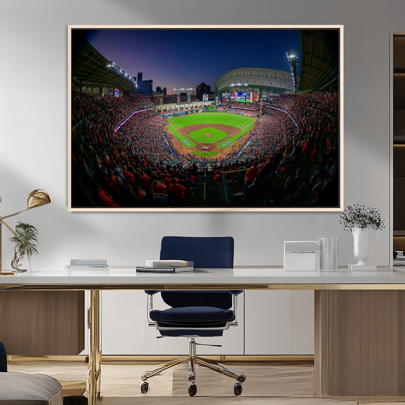 44322-MGV-FC-36X24_Natural-Minute Maid Park Wall Art Canvas Print, Framed Houston Astros Stadium Art Picture Print, Houston Astros Field Perfect Sports Room