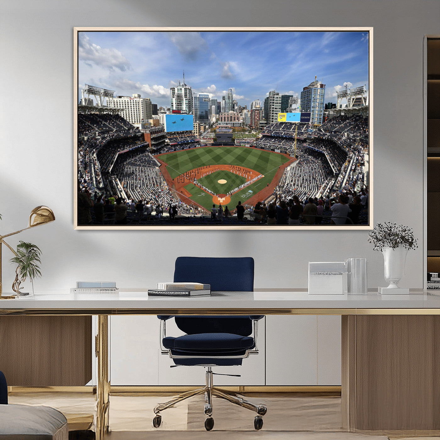 87122-MGV-CV-36X24-Petco Park Field Wall Art Canvas Print, Framed San Diego Stadium Art Picture Print, Petco Park Stadium Perfect Sport Room Decor
