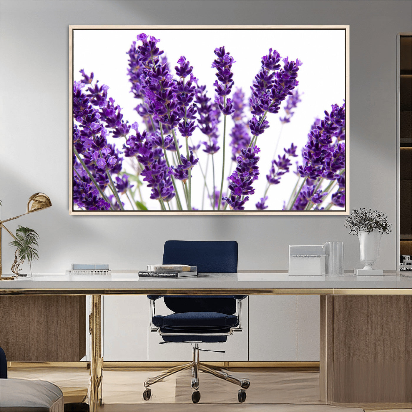 76859-MGV-FC-36X24_Natural-Lavender Flower Wall Art – Botanical Canvas Print Featuring Purple Floral Bouquet, Nature Inspired Artwork for Living Room,