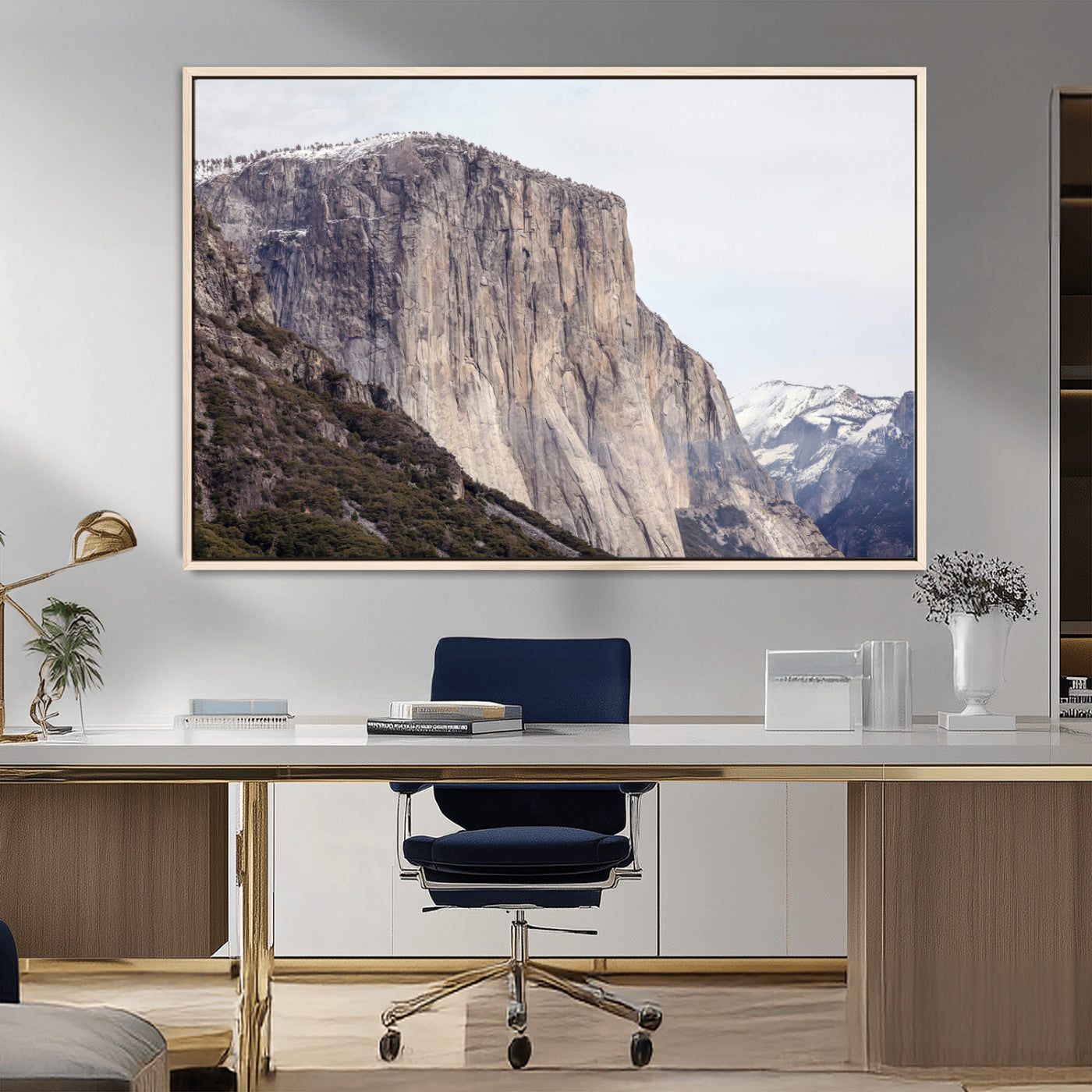 74506434-MGV-CV-36X24-El Capitan Wall Art Canvas Print, Framed Yosemite Cliff Art Picture Print, Sierra Nevada Perfect Sierra Minimalism Decor Artwork