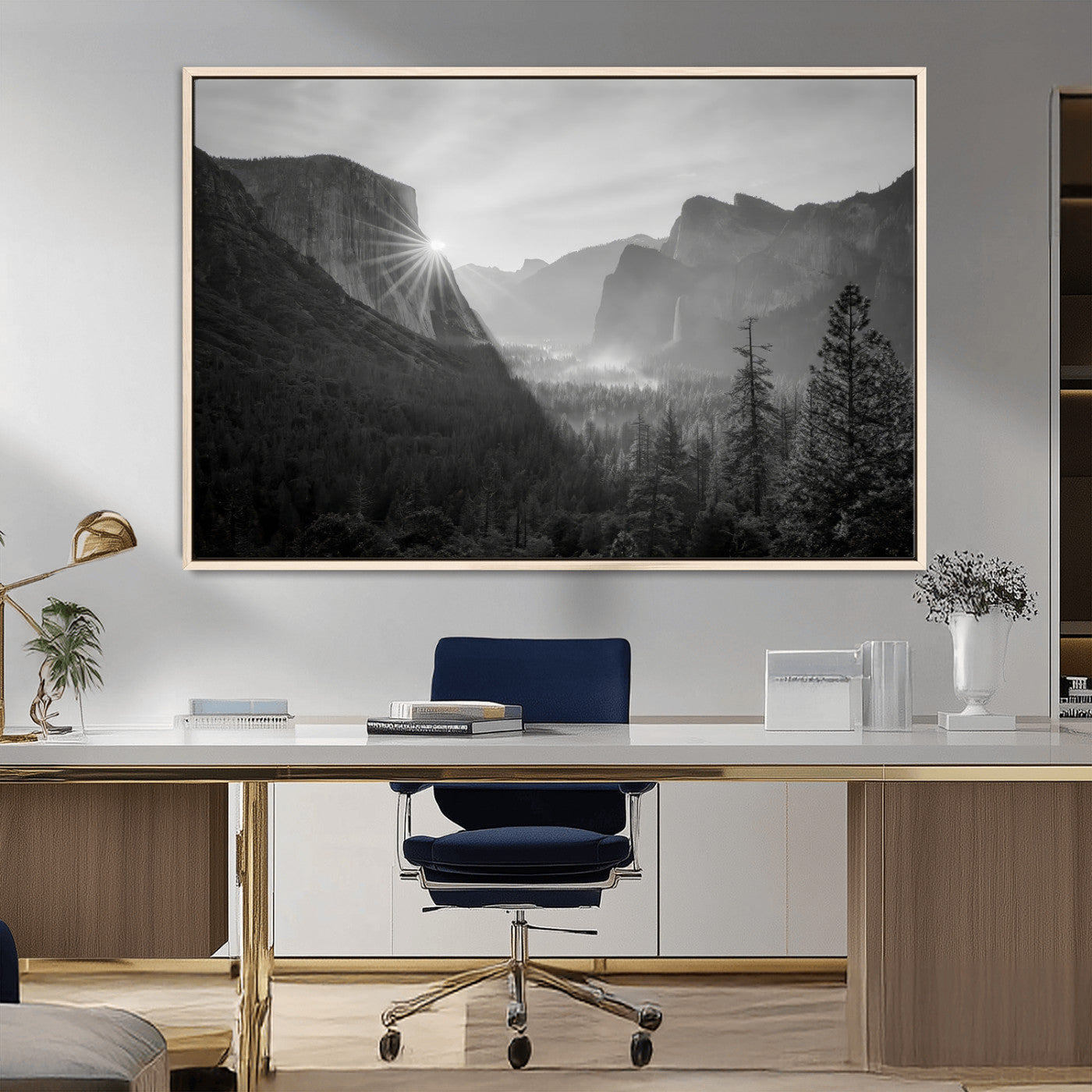 39278955-MGV-CV-36X24-Yosemite Valley Wall Art Canvas Print, Framed El Capitan Art Picture Print, Misty Mountain Perfect Modern Rustic Decor Artwork