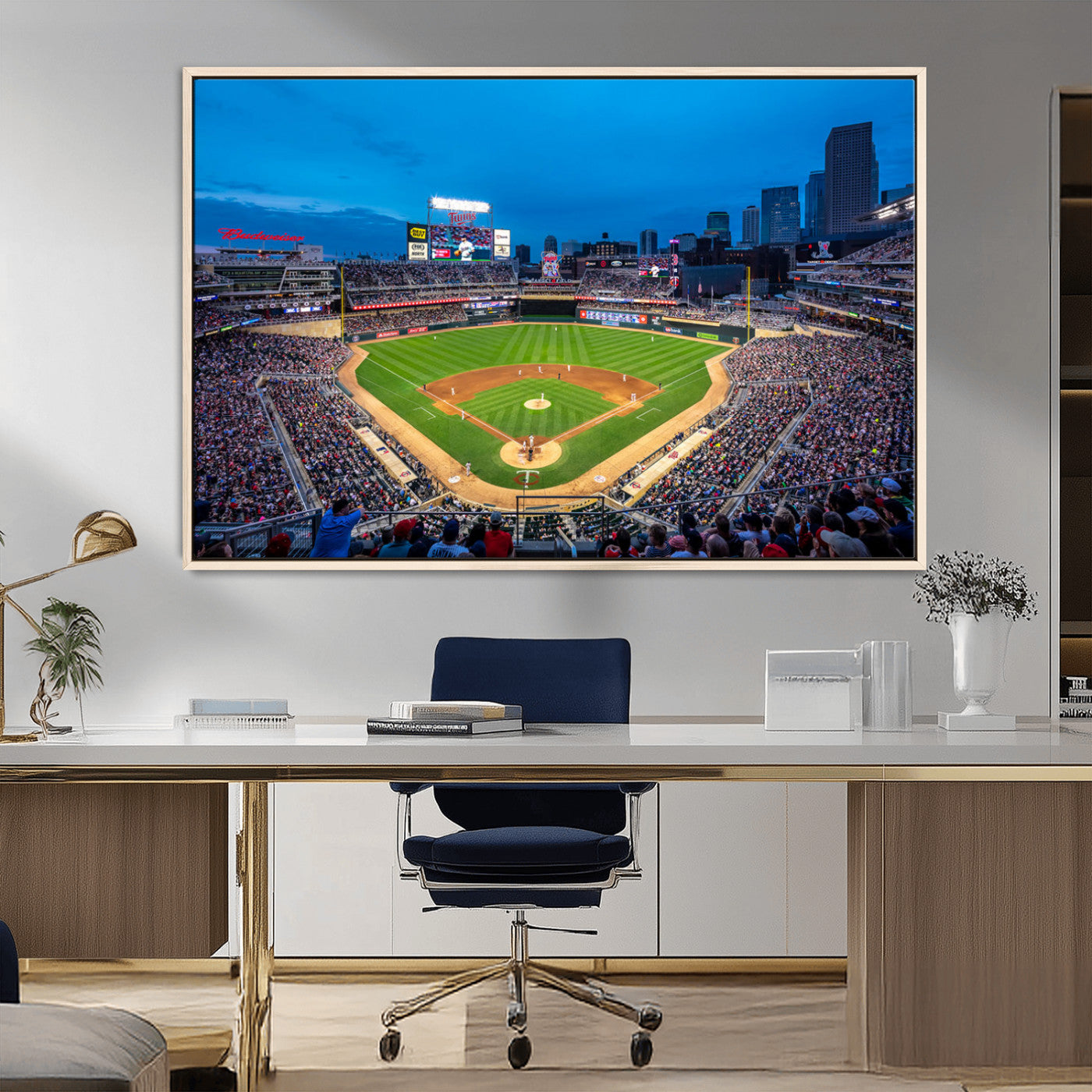 77273035-MGV-FC-36X24_Natural-Baseball Stadium Wall Art – Panoramic Evening Game Canvas Print, Sports Fan Decor for Man Cave, Office, Bar, or Living Room