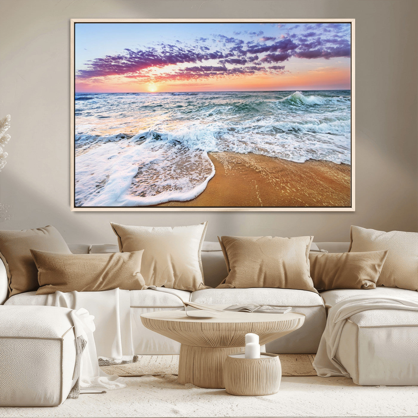 44120-MGV-CV-36X24-Ocean Sunset Wall Art – Beach Landscape Canvas Print, Serene Coastal Decor for Living Room, Office or Bedroom