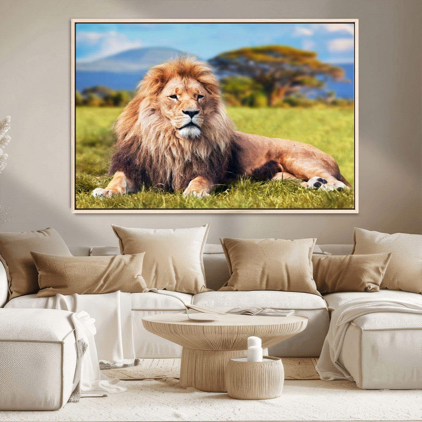 67826-MGV-CV-36X24-Majestic Lion Wall Art – King of the Jungle Canvas Print, Safari Wildlife Decor for Living Room, Office, or Man Cave