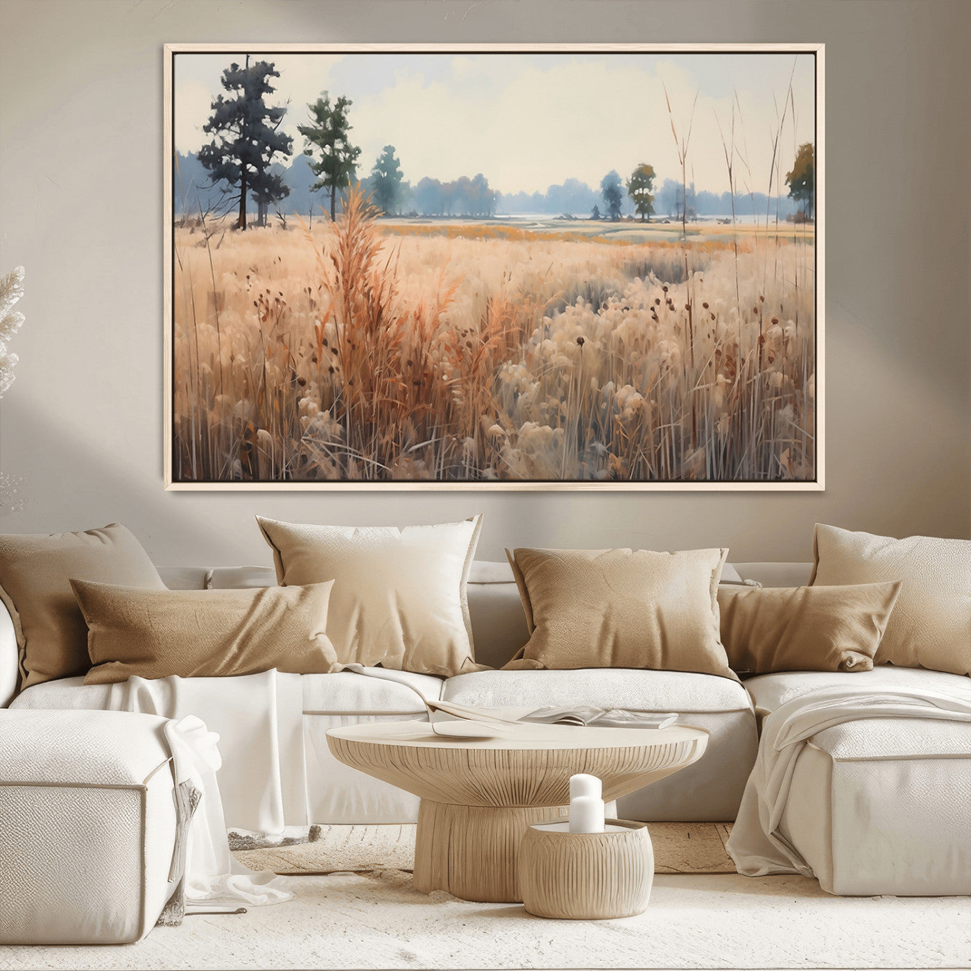 98822-MGV-CV-36X24-Autumn Meadow Wall Art – Tranquil Grassland Landscape Canvas Print, Rustic Country Decor for Living Room, Bedroom or Farmhouse