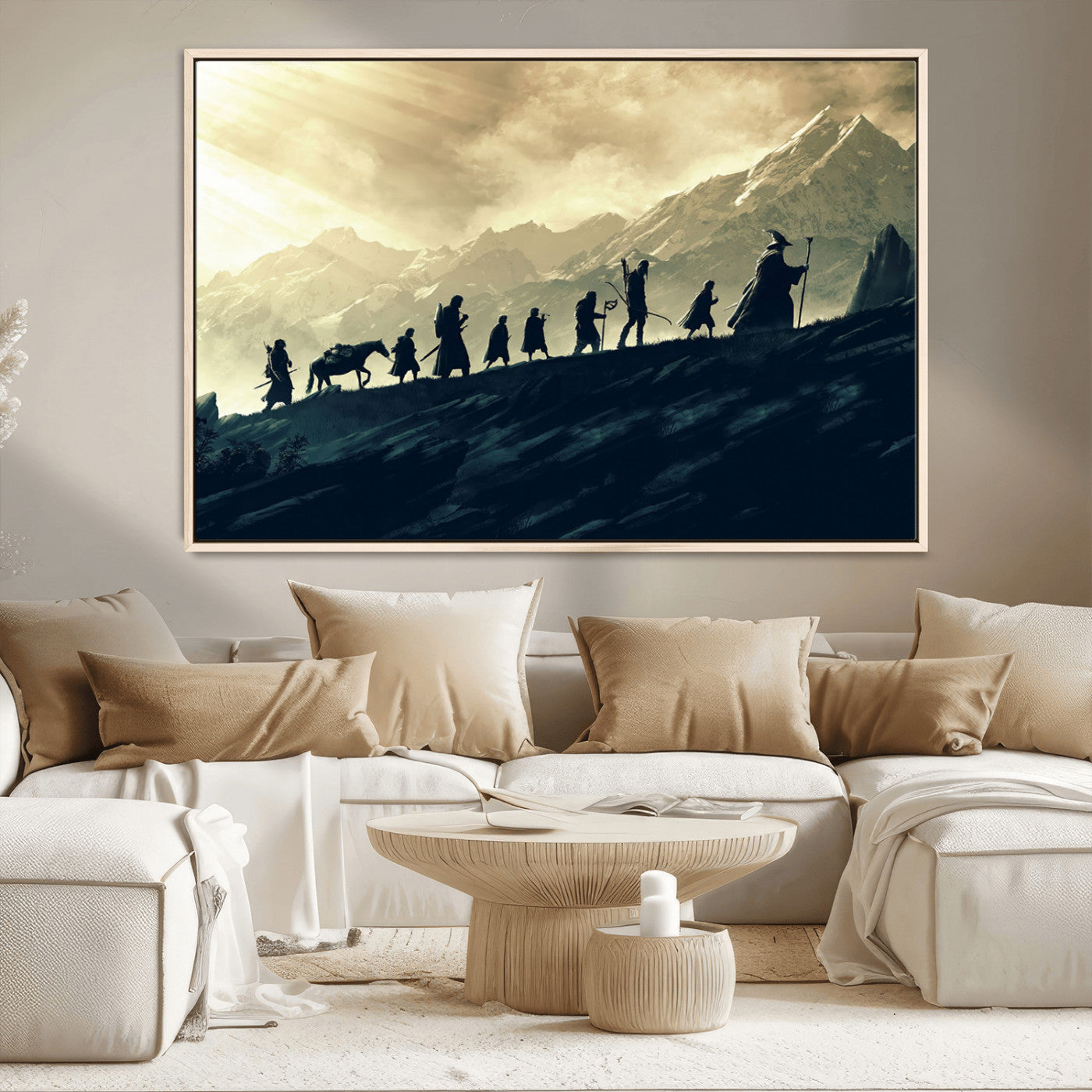41574-MGV-CV-36X24-Fellowship Journey Wall Art – Epic Fantasy Adventure Canvas Print, Mountain Landscape Decor for Living Room, Office or Man Cave