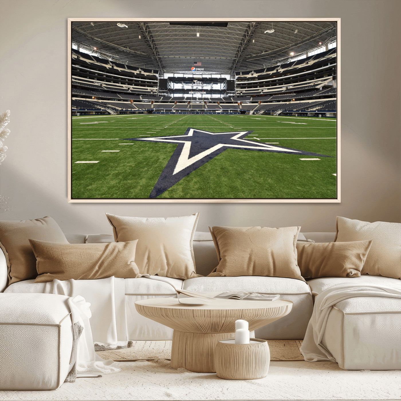 14834-MGV-CV-36X24-Dallas Att Stadium Wall Art Canvas Print, Framed Texas NFL Stadium Art Picture Print, American Football Stadium Perfect Sports
