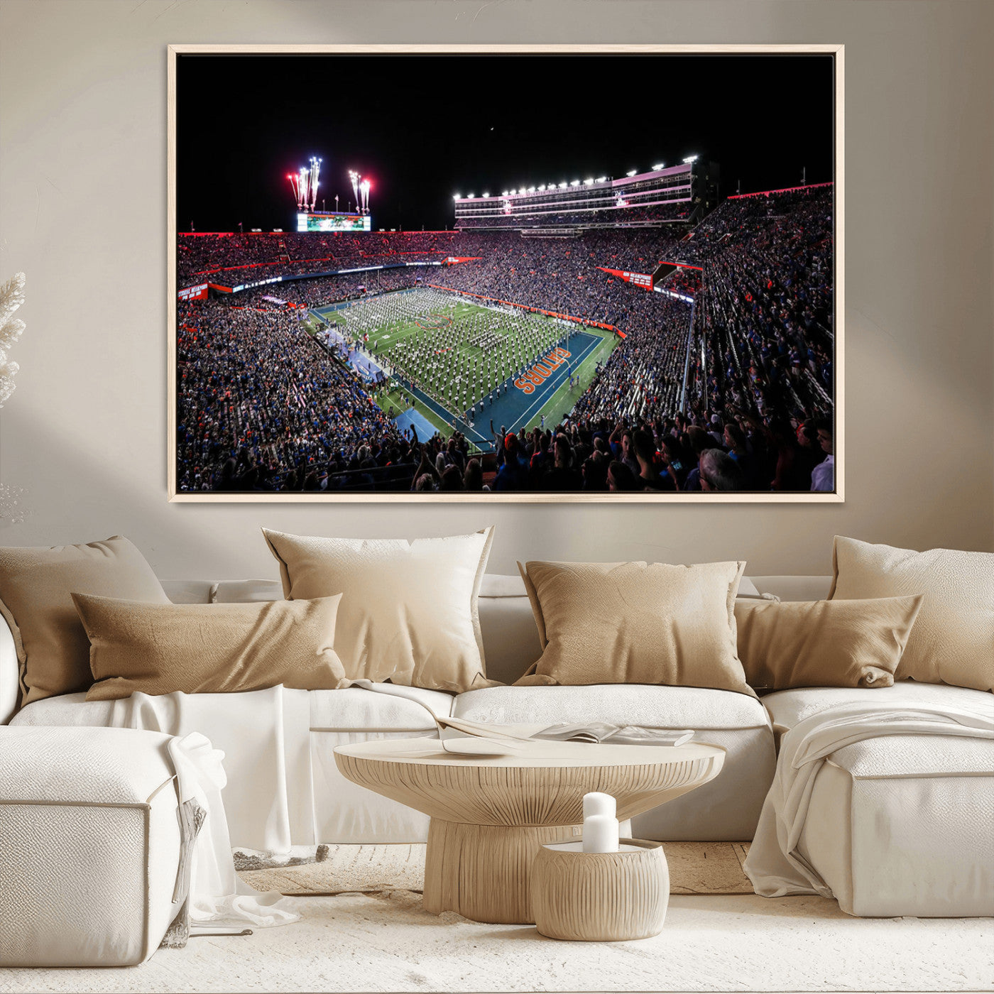 46899-MGV-CV-36X24-Ben Hill Griffin Stadium Wall Art Canvas Print, Framed Football Stadium Art Picture Print, Florida Football Stadium Perfect Sport