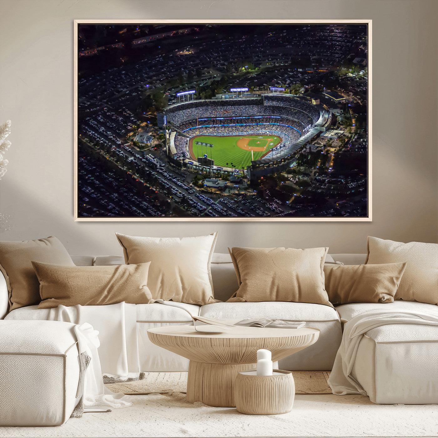 16515-MGV-CV-36X24-Dodgers Stadium Wall Art Canvas Print, Framed Baseball Stadium Art Picture Print, Dodgers Field Perfect Sport Room Decor Artwork