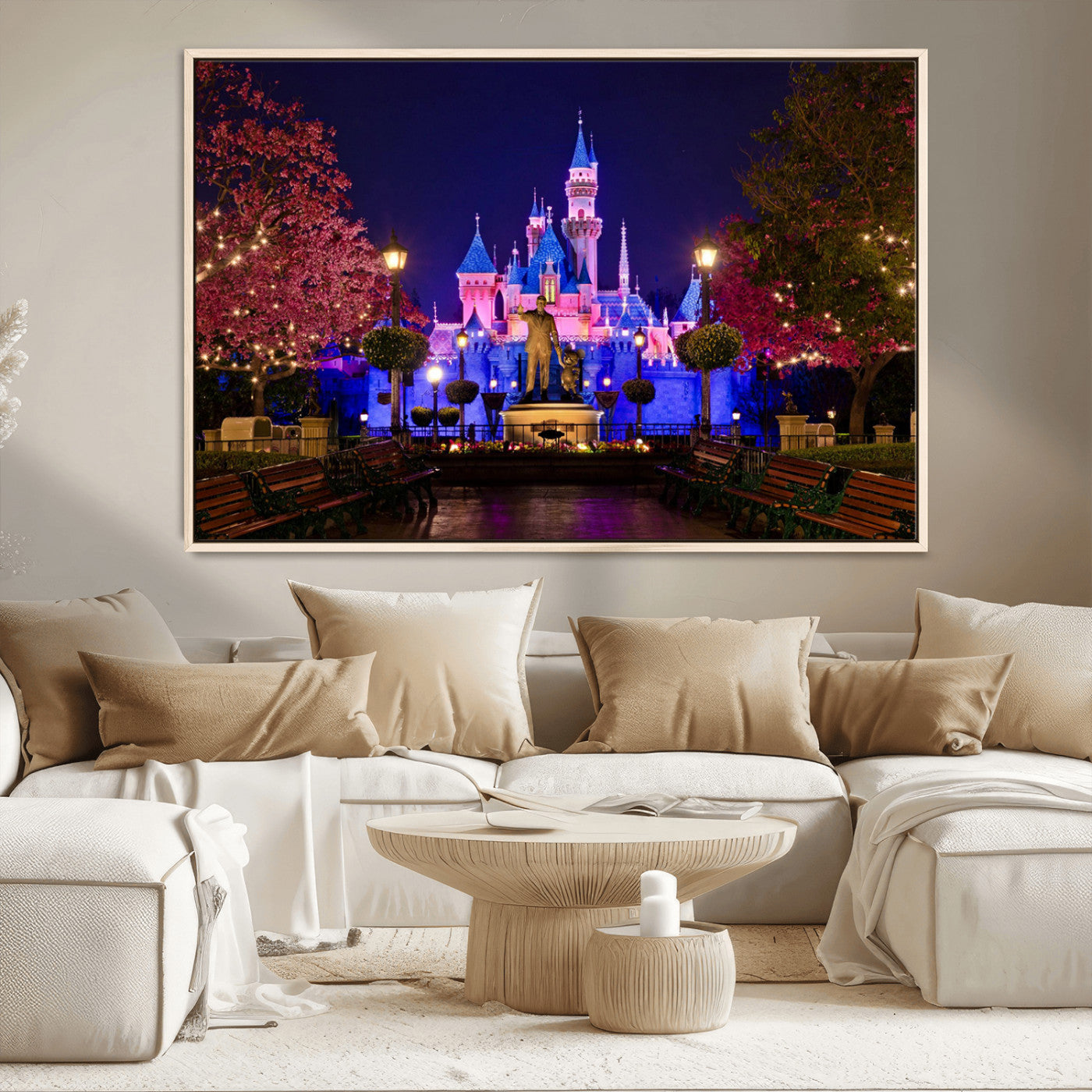 79435-MGV-CV-36X24-Disney Castle Wall Art Canvas Print, Framed Magic Kingdom Art Picture Print, Disney World Perfect Child Room Decor Artwork