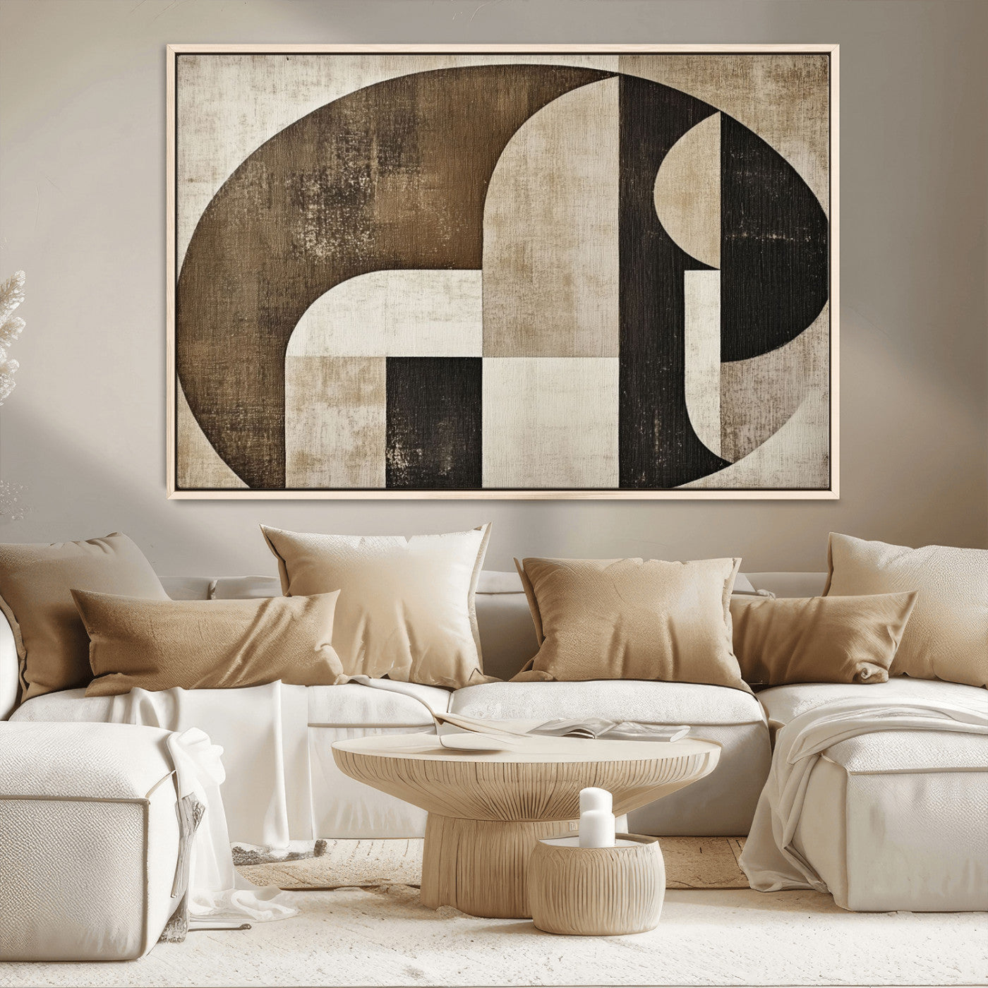 44796-MGV-CV-36X24-Wabi Sabi Wall Art Canvas Print, Framed Geometric Minimalist Art Picture Print, Modern Abstract Perfect Modern Abstract Decor