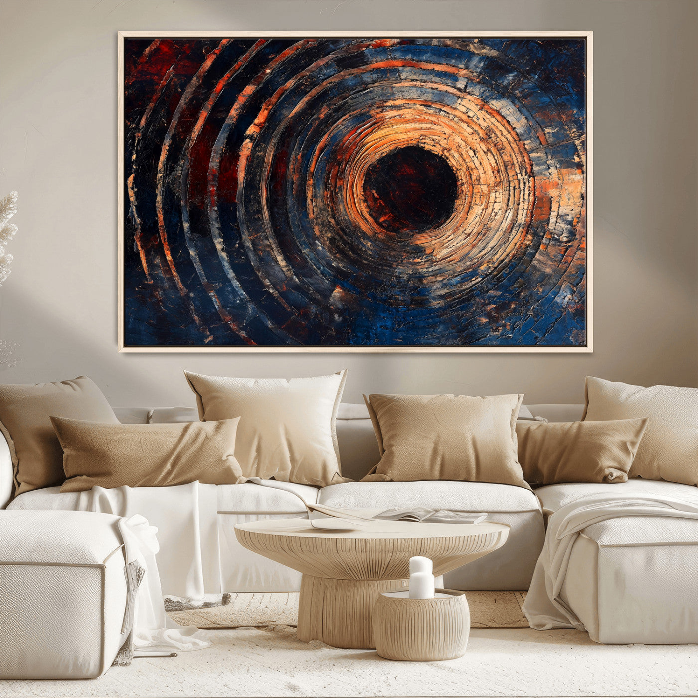 10017879-MGV-CV-36X24-Wood Tree Ring Wall Art Canvas Print, Framed Natural Wood Art Picture Print, Rustic Tree Slice Perfect Rustic Decor Artwork