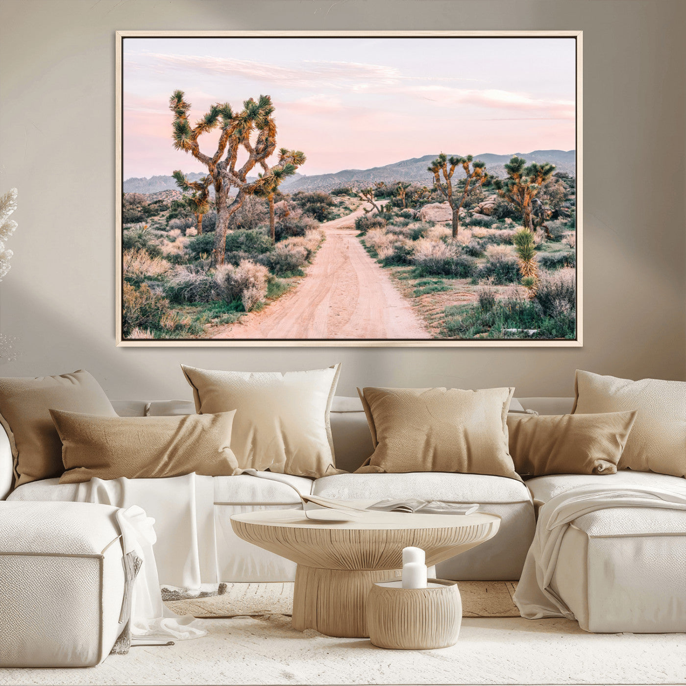 12540952-MGV-CV-36X24-Joshua Tree Park Wall Art Canvas Print, Framed Desert Road Art Picture Print, Sunset Drive Perfect Southwestern Boho Decor Artwork