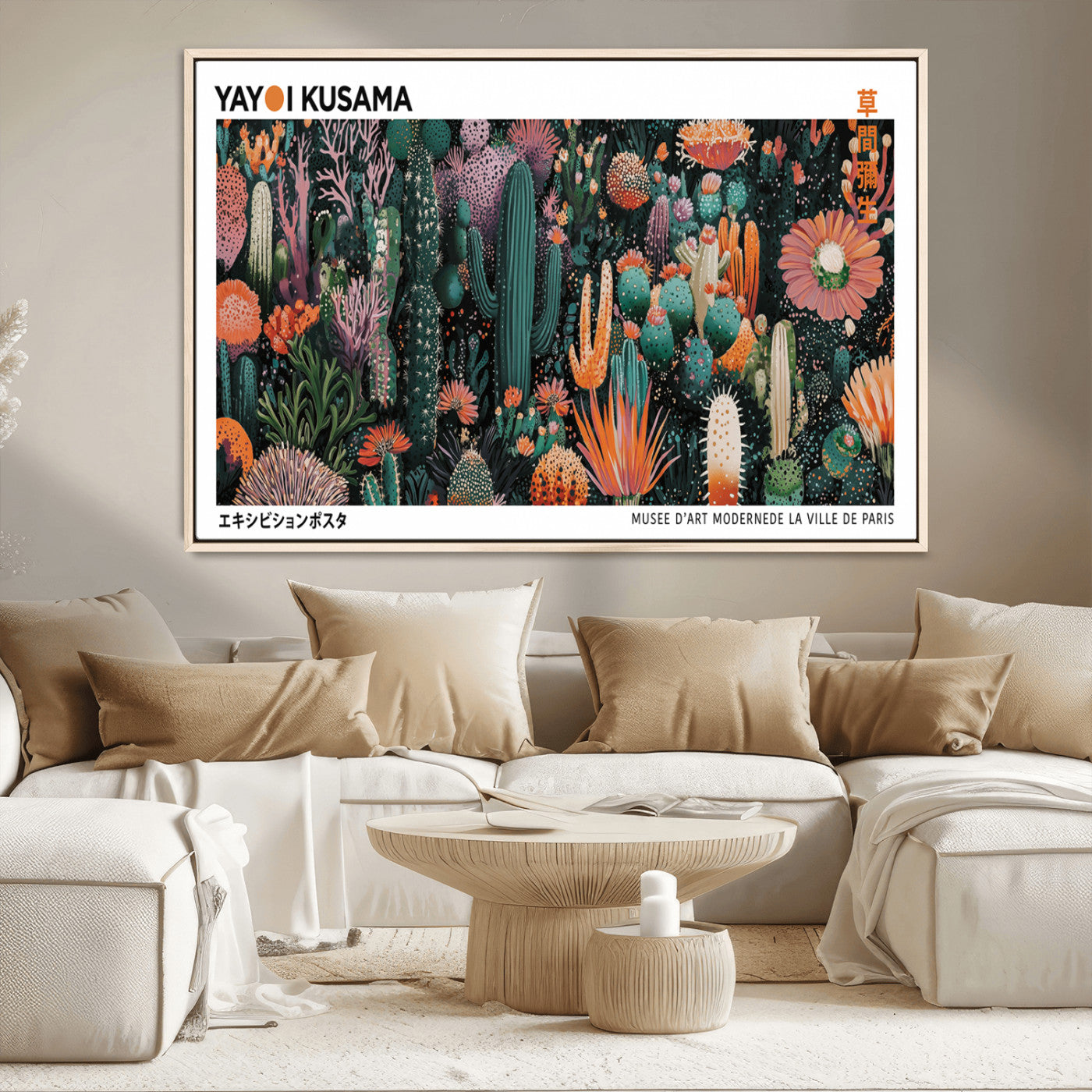 13391380-MGV-CV-36X24-Abstract Cactus Garden Wall Art – Colorful Botanical Canvas Print, Modern Pop Art Style Plant Decor, Vibrant Nature Painting for