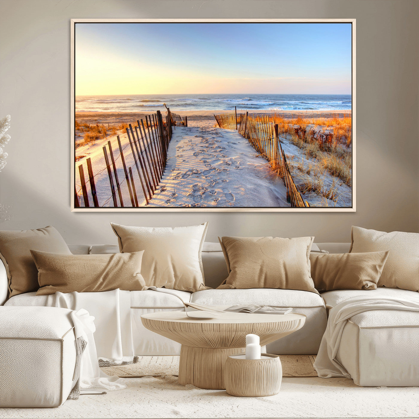 73351887-MGV-CV-36X24-Ocean Sunset Wall Art Wall Art Canvas Print, Framed Nautical Photography Art Picture Print, Summer Beach House Decor Perfect