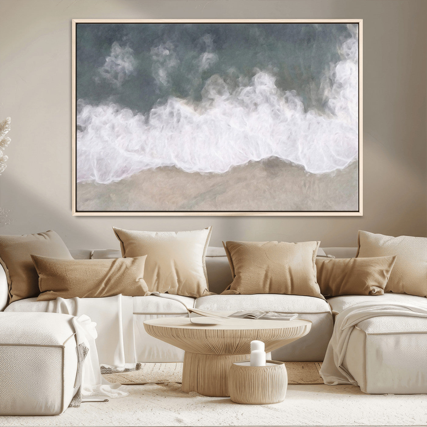 10072982-MGV-CV-36X24-Abstract Ocean Wave Wall Art – Coastal Beach Canvas Print, Minimalist Seascape Painting, Modern Ocean Inspired Artwork for Living