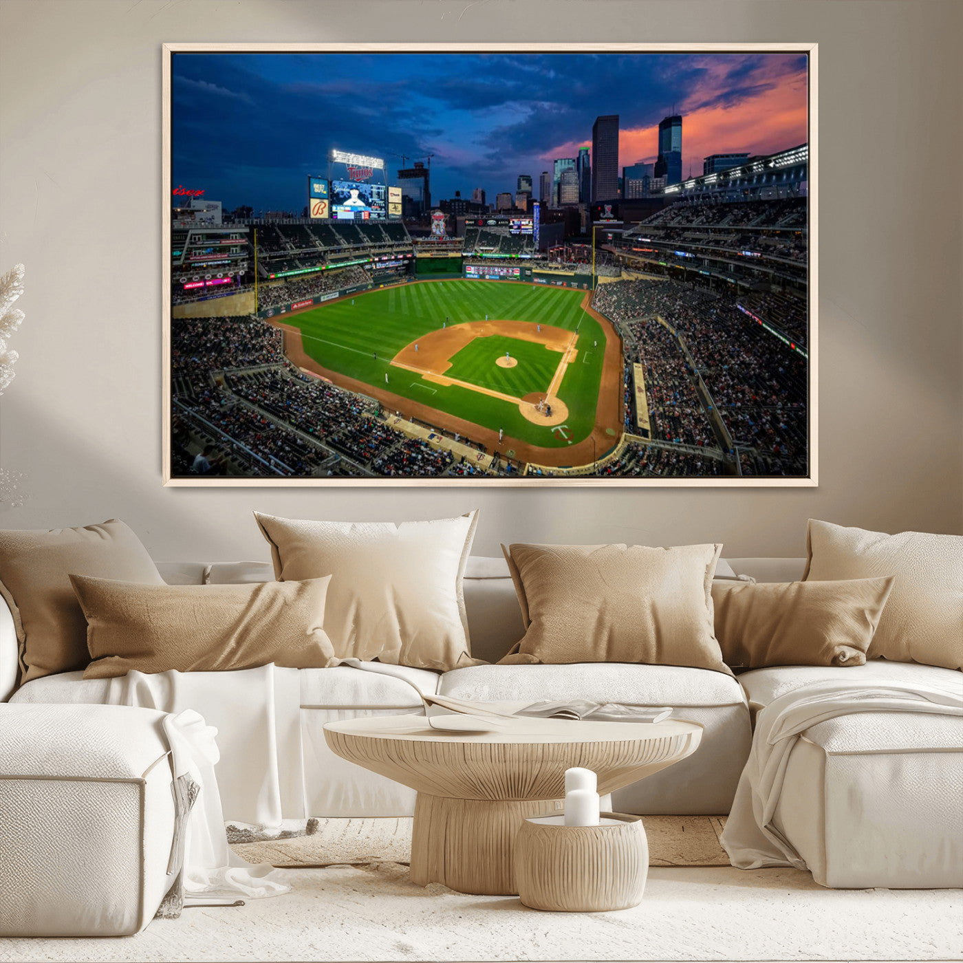68222753-MGV-CV-36X24-Baseball Stadium Wall Art – Panoramic Night Game Canvas Print, Sports Decor for Man Cave, Office, Bar, or Living Room