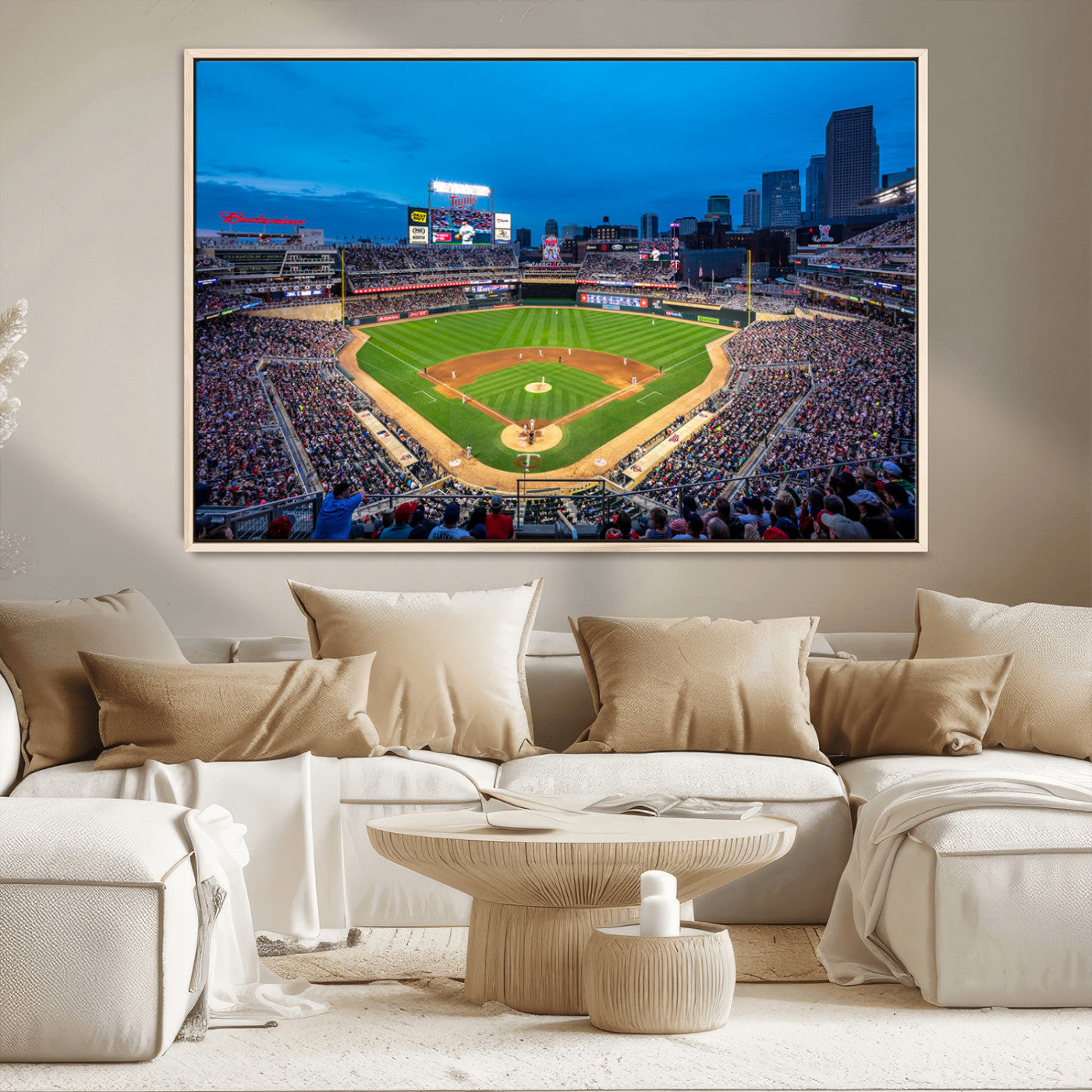 77273035-MGV-CV-36X24-Baseball Stadium Wall Art – Panoramic Evening Game Canvas Print, Sports Fan Decor for Man Cave, Office, Bar, or Living Room