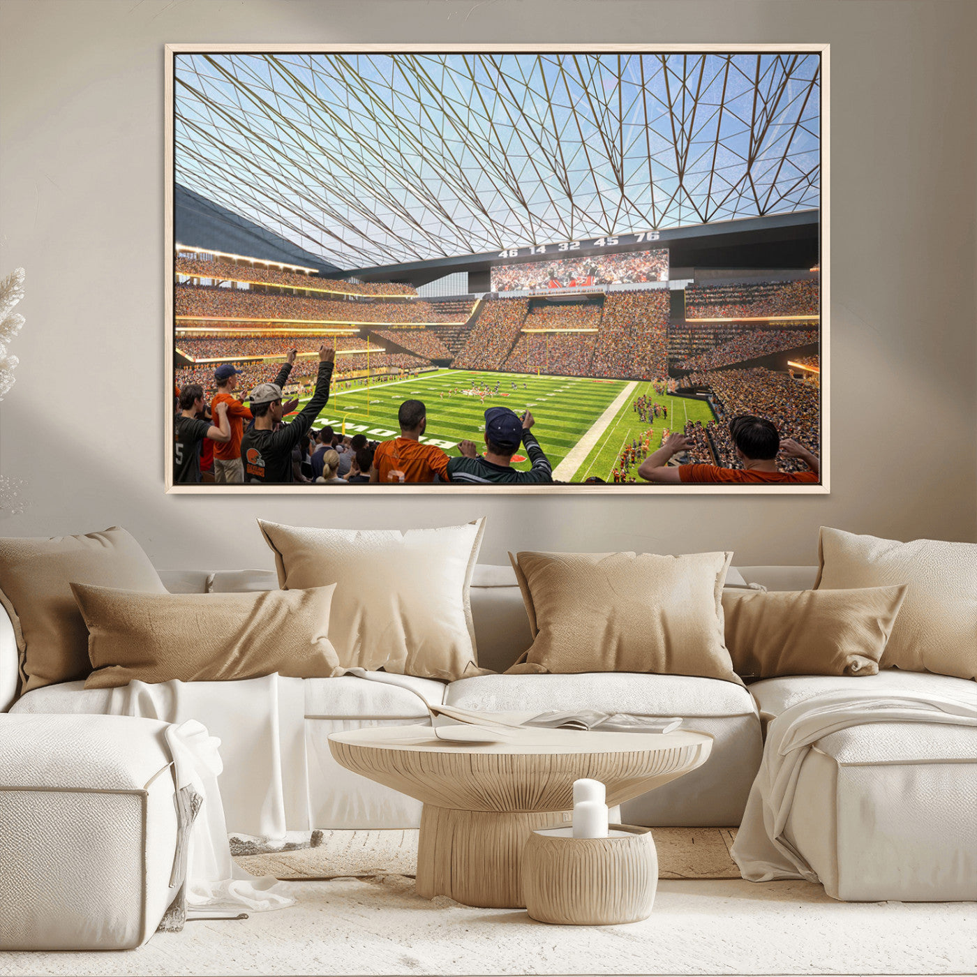 81960112-MGV-CV-36X24-Futuristic Football Stadium Wall Art – Modern Dome Arena Canvas Print, Chicago Bears Concept Design Sports Decor for Man Cave or