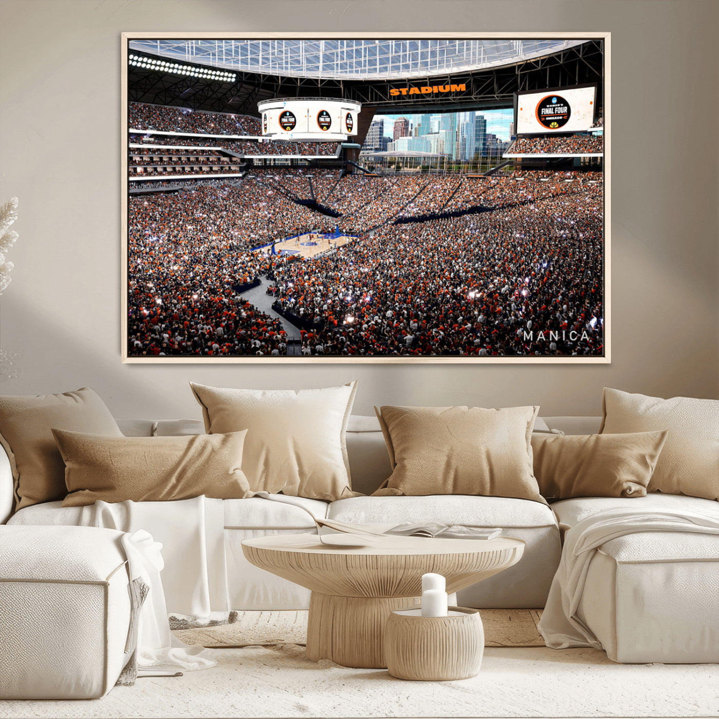 38616413-MGV-CV-36X24-Chicago Dome Stadium Wall Art – Futuristic Basketball Final Four Arena Canvas Print, Modern Sports Fan Decor for Man Cave or