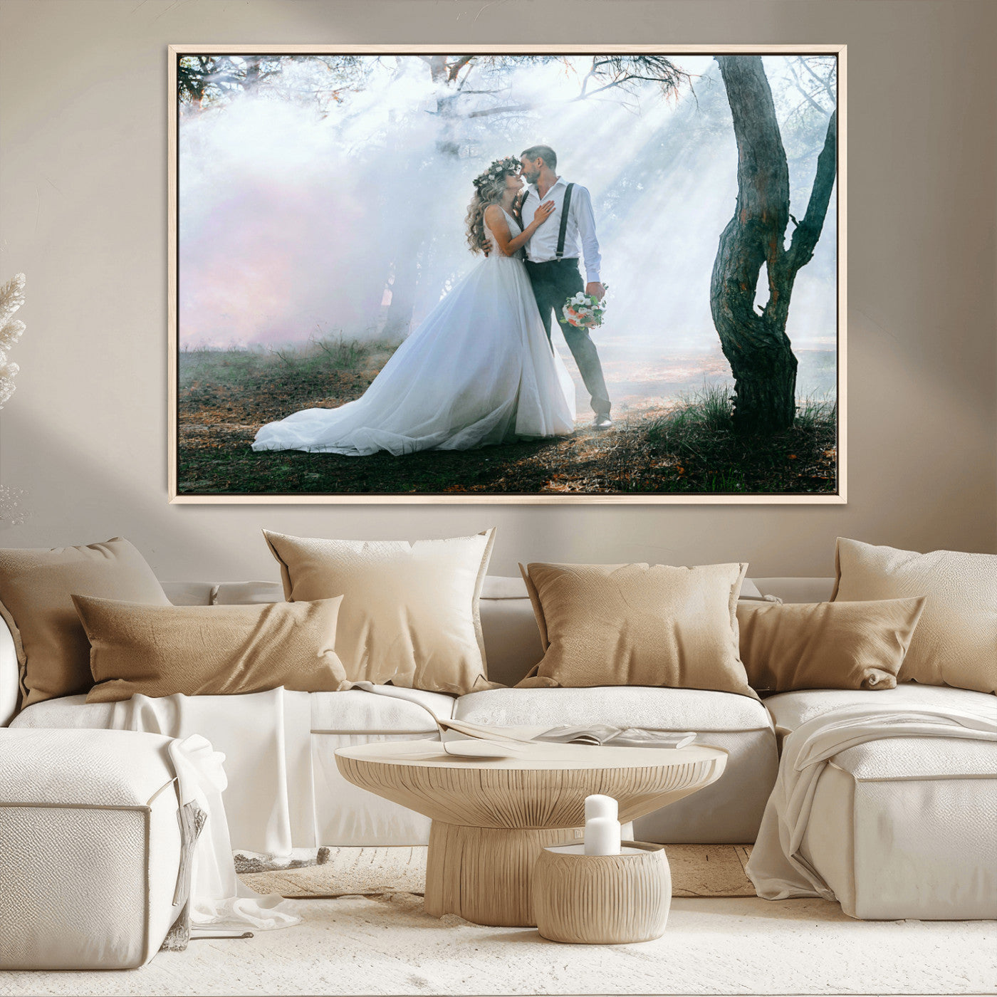 CSTM913-MGV-CV-36X24-Framed Wedding Canvas Print - Custom Wall Art Keepsake for Couples, Elegant Home Decoration Gift, Create Your Own Photo Canvas