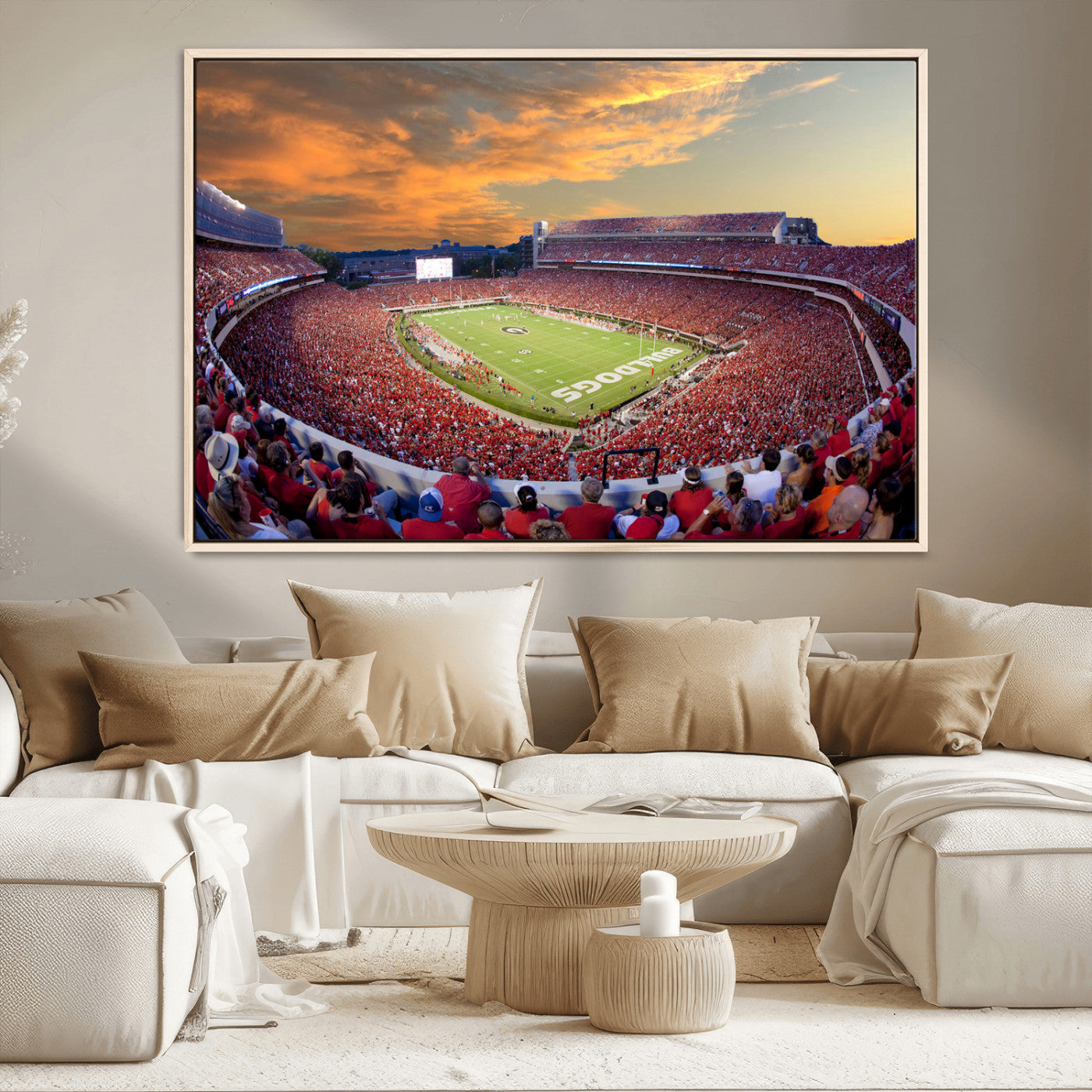 73680988-MGV-CV-36X24-Sanford Stadium Wall Art – Georgia Bulldogs Football Sunset Game Canvas Print, College Sports Decor for Man Cave, Bar, Office, or