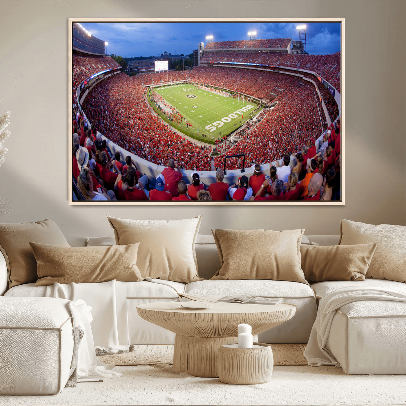 10244378-MGV-CV-36X24-Sanford Stadium Wall Art – Panoramic Georgia Bulldogs Day Game Football Canvas Print, Game Day Crowd Sports Decor for Office, Man