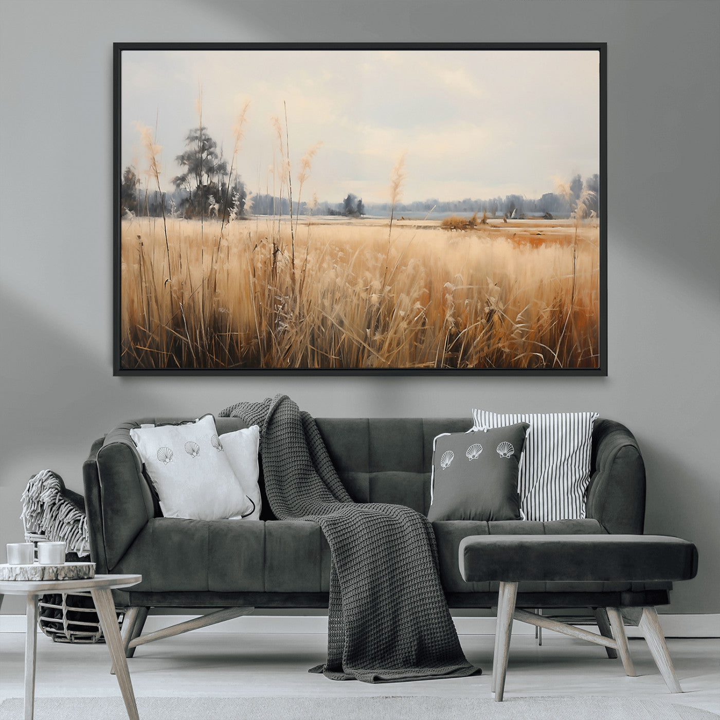 38193-MGV-CV-36X24-Golden Meadow Wall Art – Serene Grassland Landscape Canvas Print, Rustic Nature Decor for Bedroom, Living Room or Farmhouse