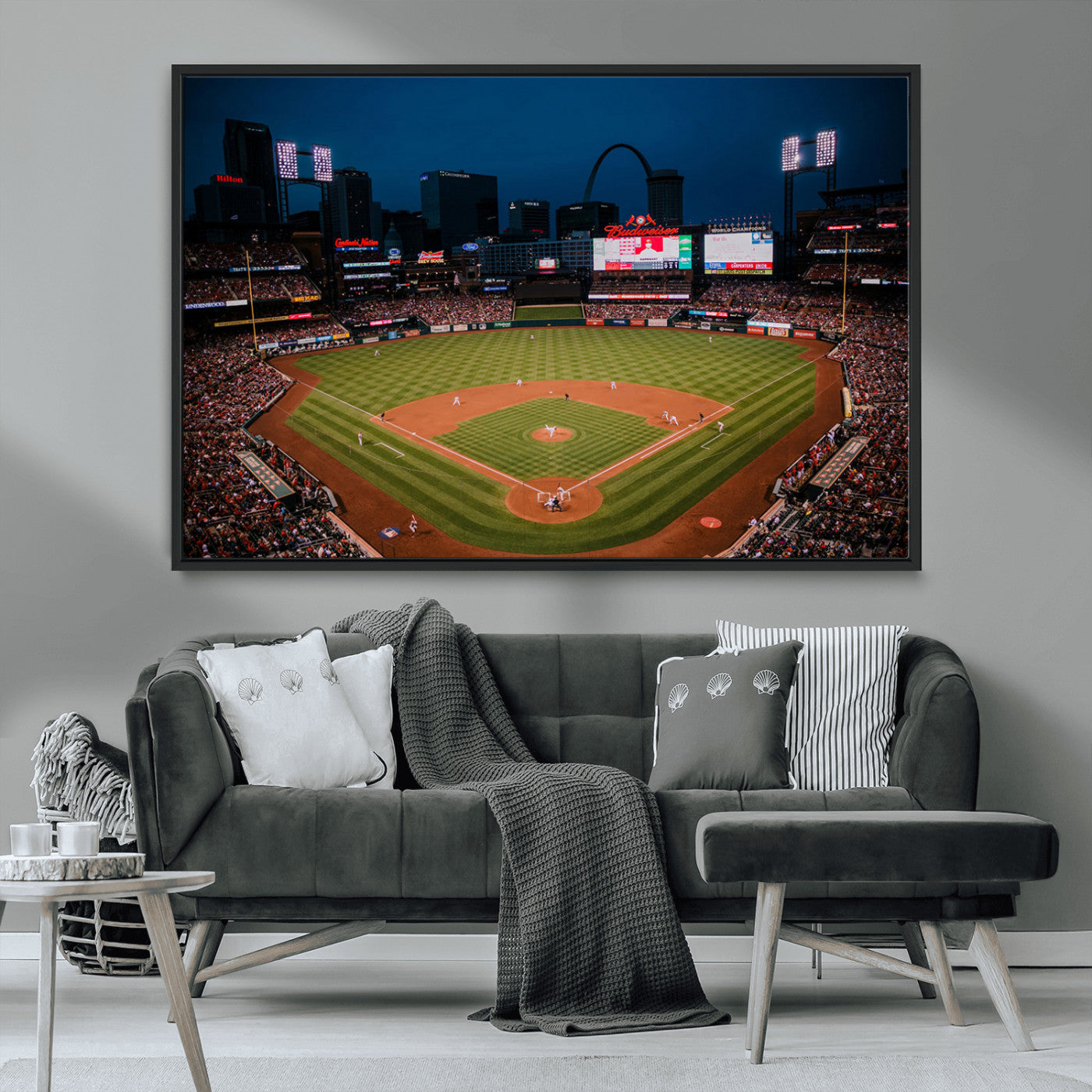 38612-MGV-FC-36X24_Black-Busch Stadium Wall Art Canvas Print, Framed Missouri Stadium Art Picture Print, Busch Stadium Field Perfect Sports Room Decor