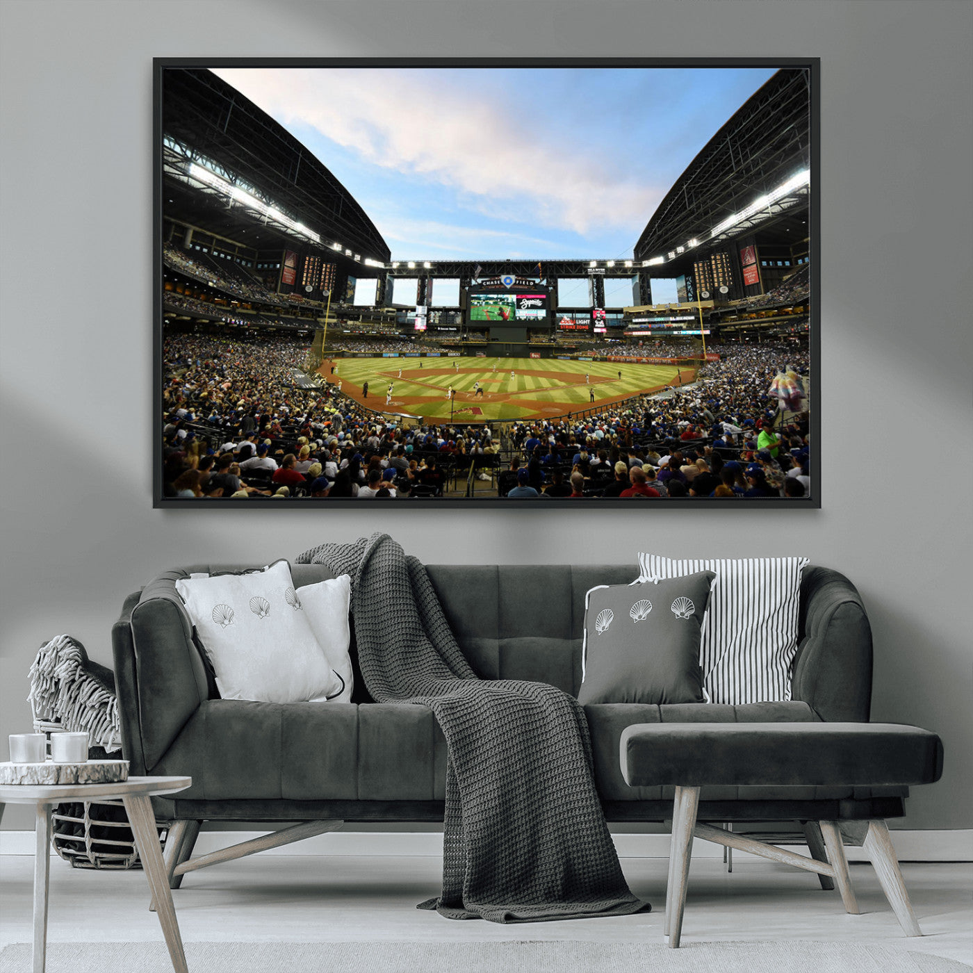 92672-MGV-FC-36X24_Black-Chase Field Stadium Wall Art Canvas Print, Framed Arizona Stadium Art Picture Print, Chase Stadium Perfect Sports Room Decor