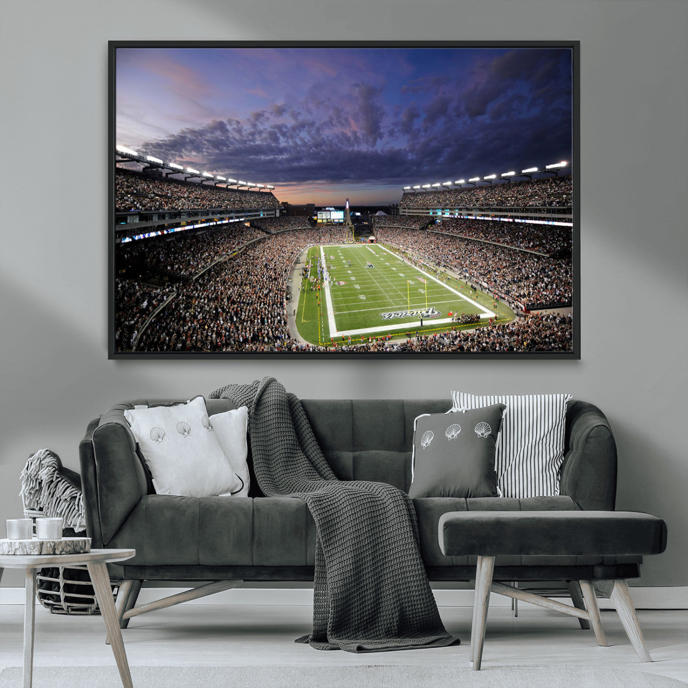 52712-MGV-CV-36X24-Gillette Stadium Field Wall Art Canvas Print, Framed Massachusetts Stadium Art Picture Print, Gillette Stadium Perfect Sport Room