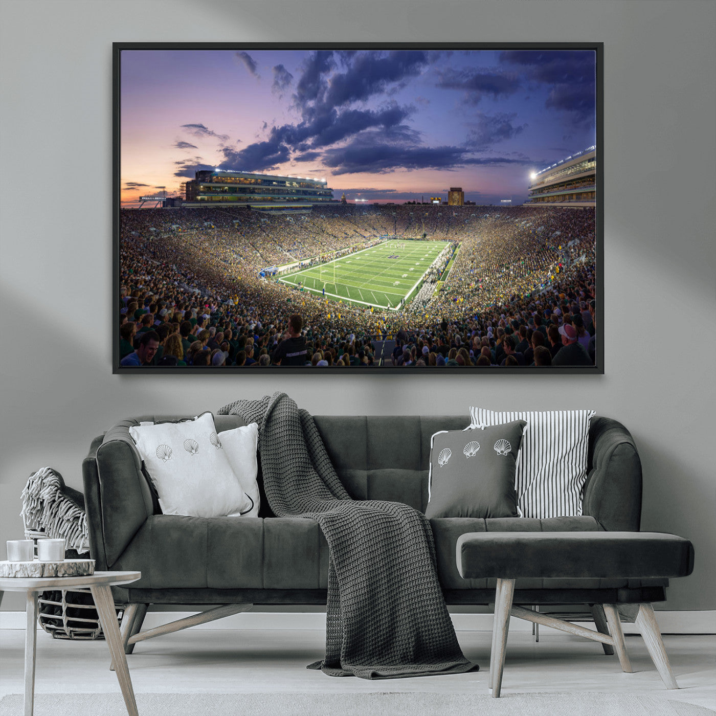 50825-MGV-CV-36X24-Notre Dame Stadium Wall Art Canvas Print, Framed Indiana Stadium Art Picture Print, Football Stadium Perfect Sports Room Decor