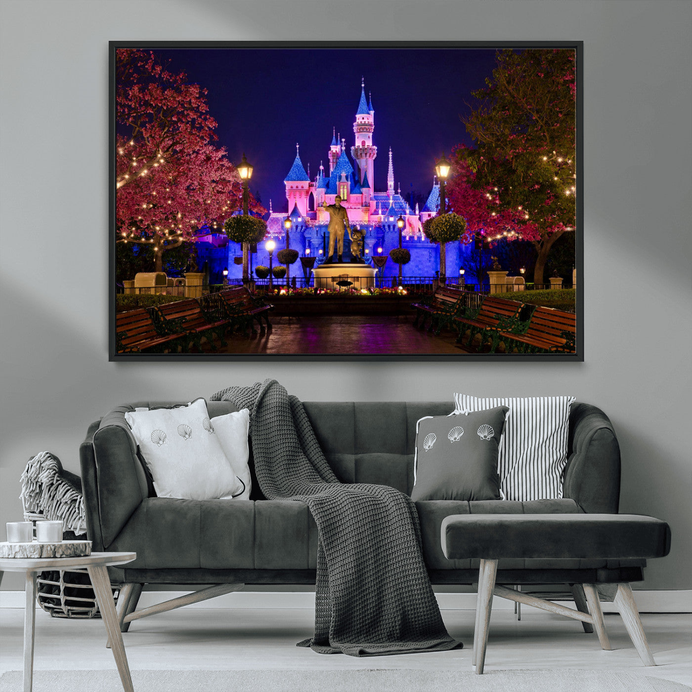 79435-MGV-CV-36X24-Disney Castle Wall Art Canvas Print, Framed Magic Kingdom Art Picture Print, Disney World Perfect Child Room Decor Artwork