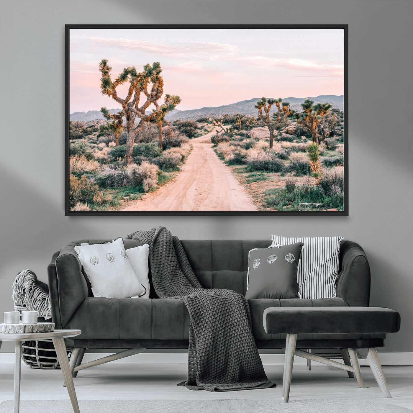 12540952-MGV-FC-36X24_Black-Joshua Tree Park Wall Art Canvas Print, Framed Desert Road Art Picture Print, Sunset Drive Perfect Southwestern Boho Decor Artwork